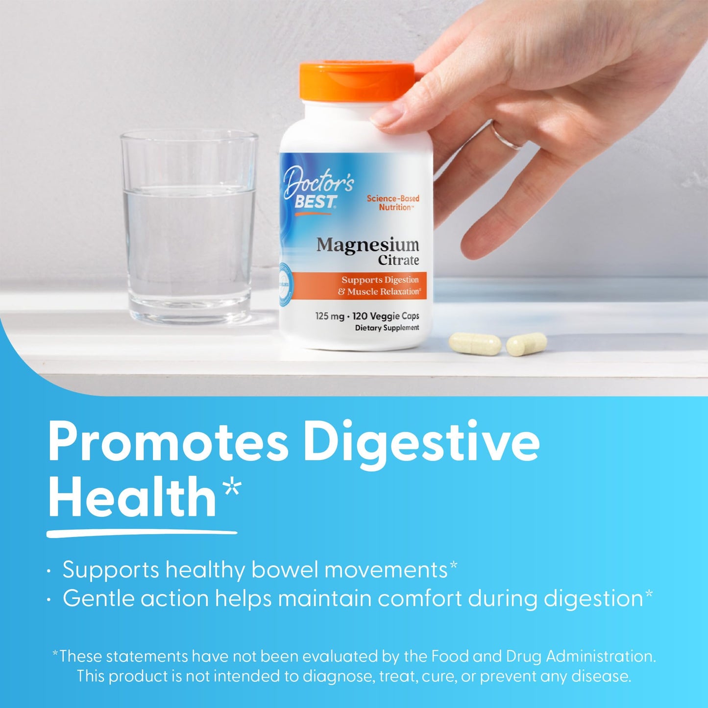 Doctor's Best Magnesium Citrate Supplement 125 mg, 120 Capsules