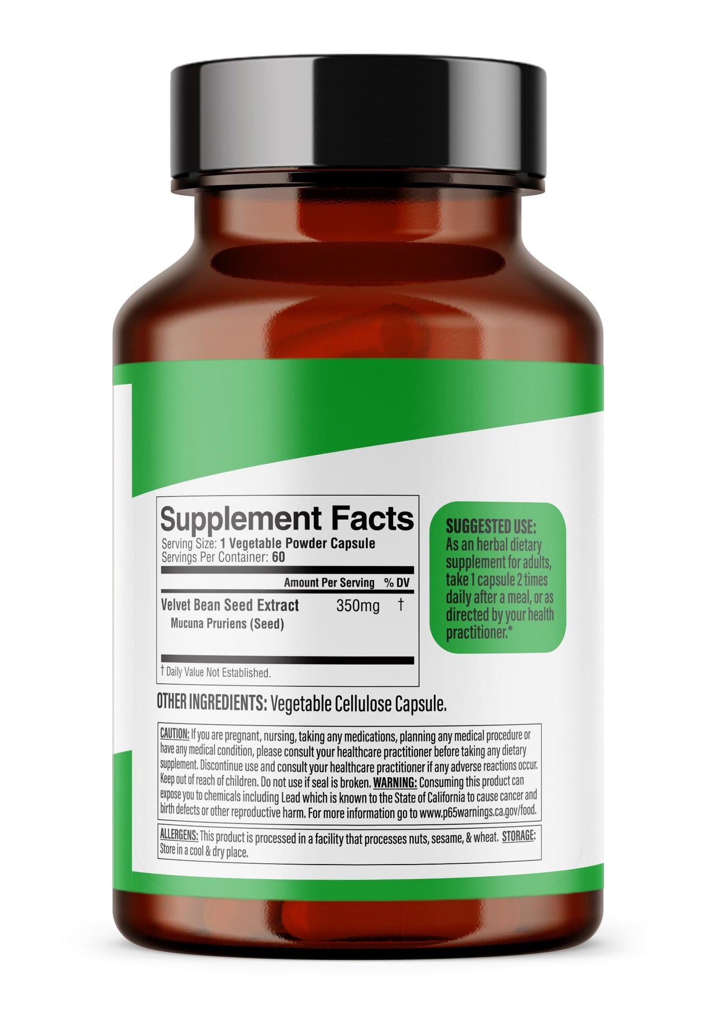 Dr. HERBALIST Mucuna Pruriens Extract 350mg Capsules 60 Count