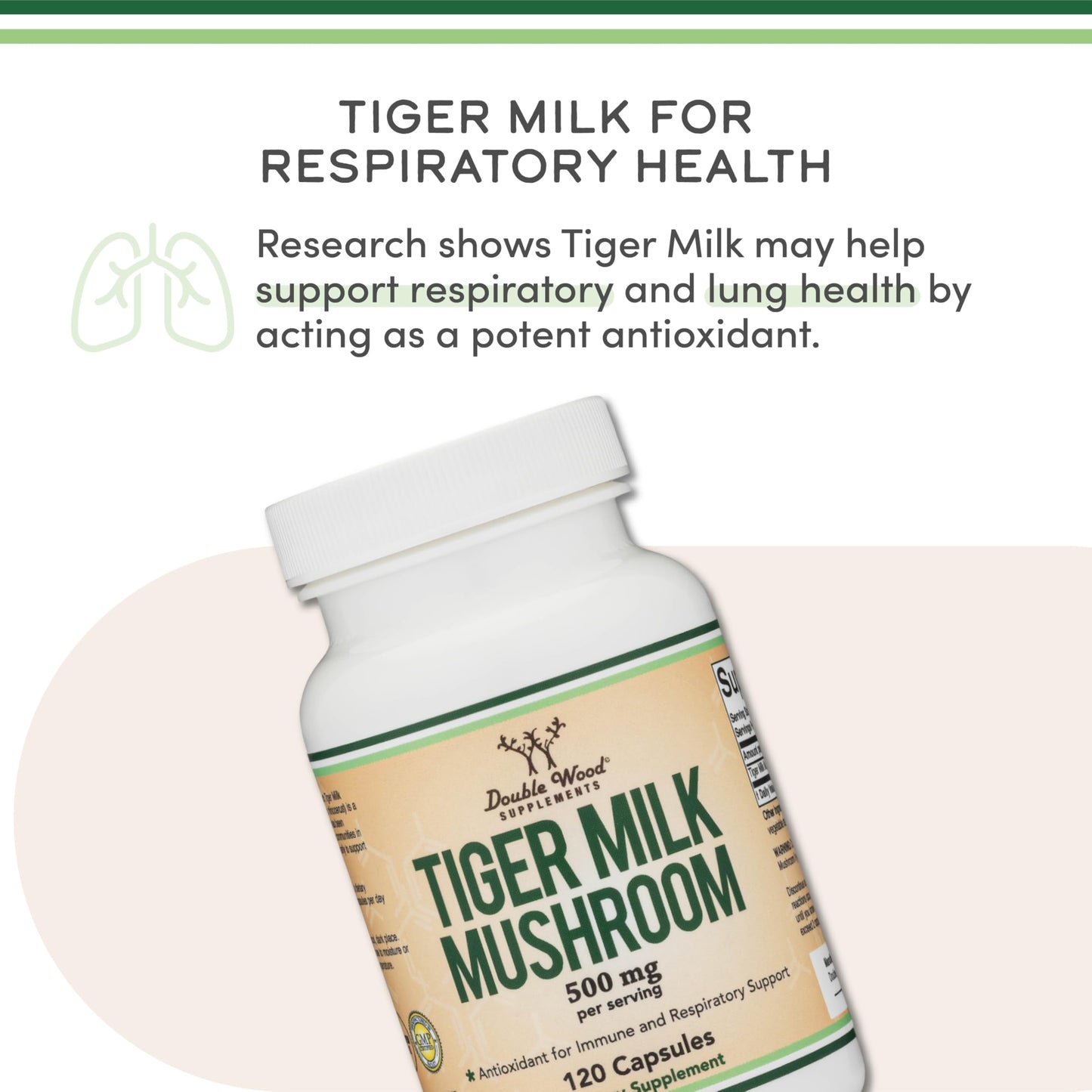 Double Wood Supplements Tigers Milk Mushroom (Lignosus Fungi) 120 Capsules