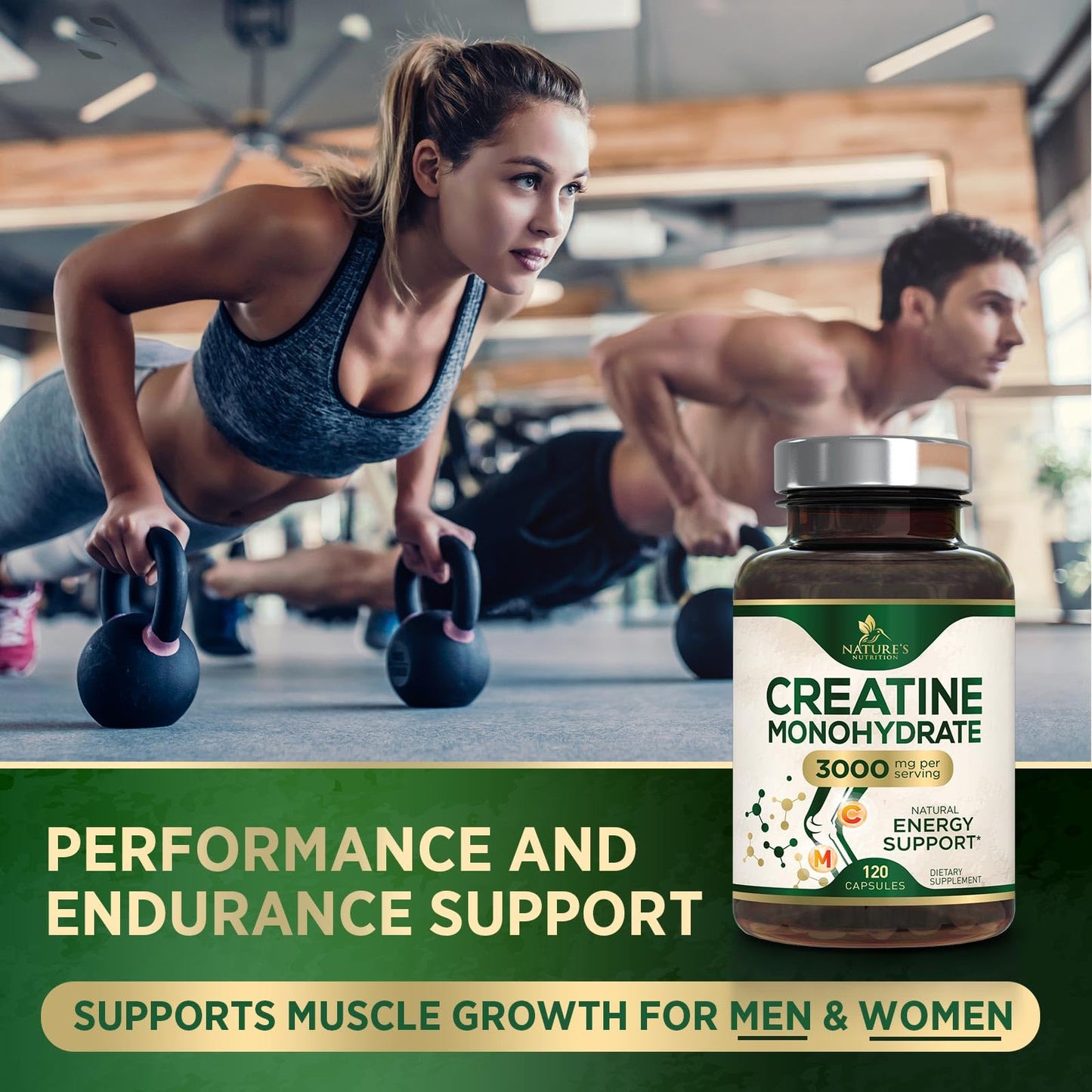 Nature's Nutrition Creatine Monohydrate 3000mg Capsules 120 Capsules