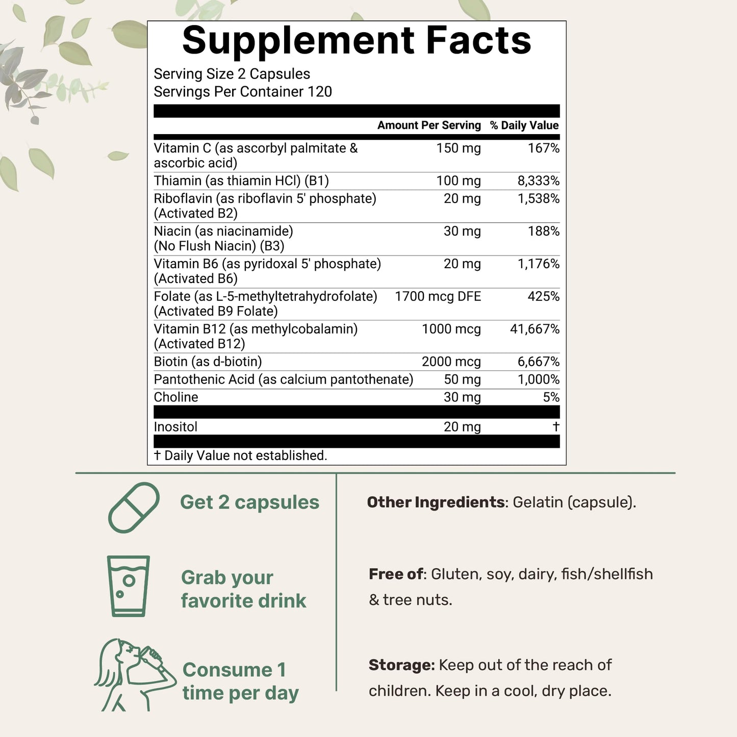 Micro Ingredients Pure Methylated B Complex Capsules 480