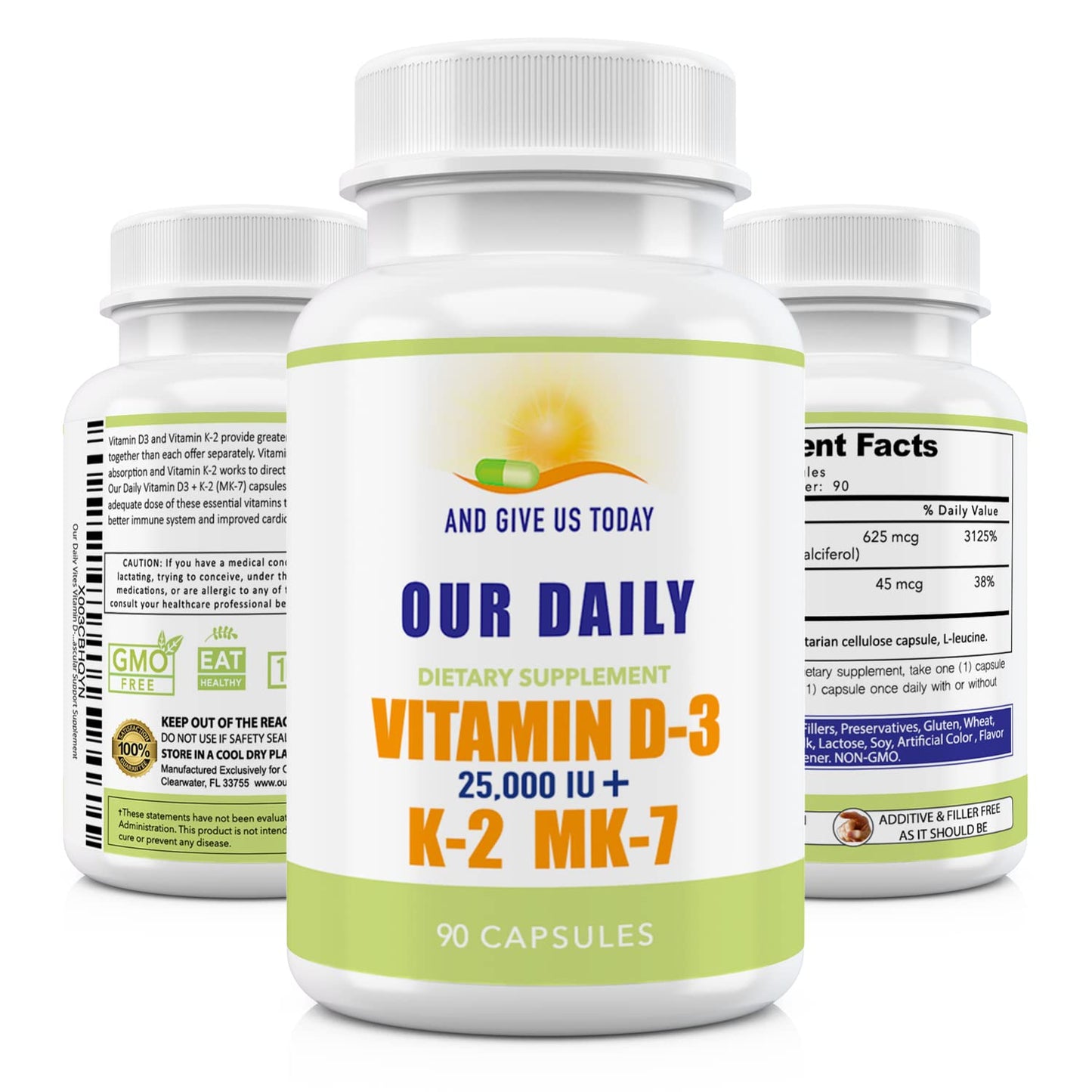 Our Daily Vites Vitamin D-3 25,000 IU + K2 Capsule, 90 Count