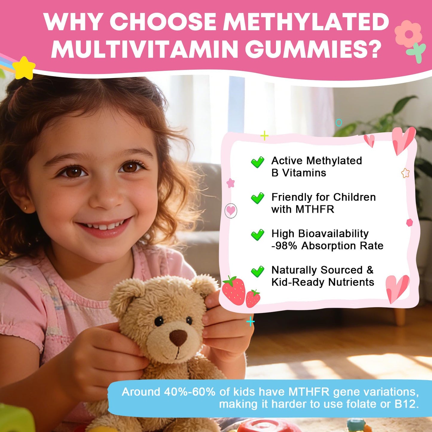 YANLUOBO Kids Multivitamin Gummies with Omega-3, 60 Count