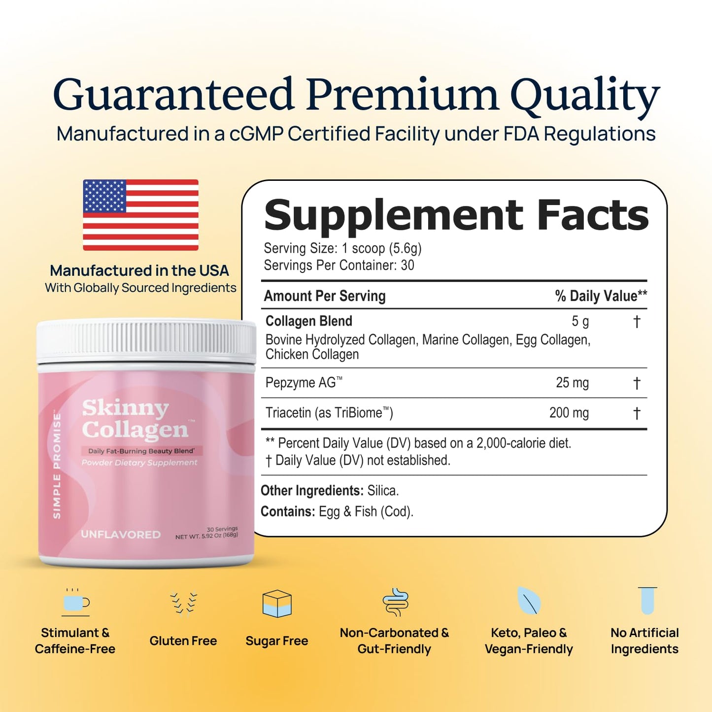 Simple Promise Skinny Collagen Weight Loss Supplement Powder 7.62 Ounce