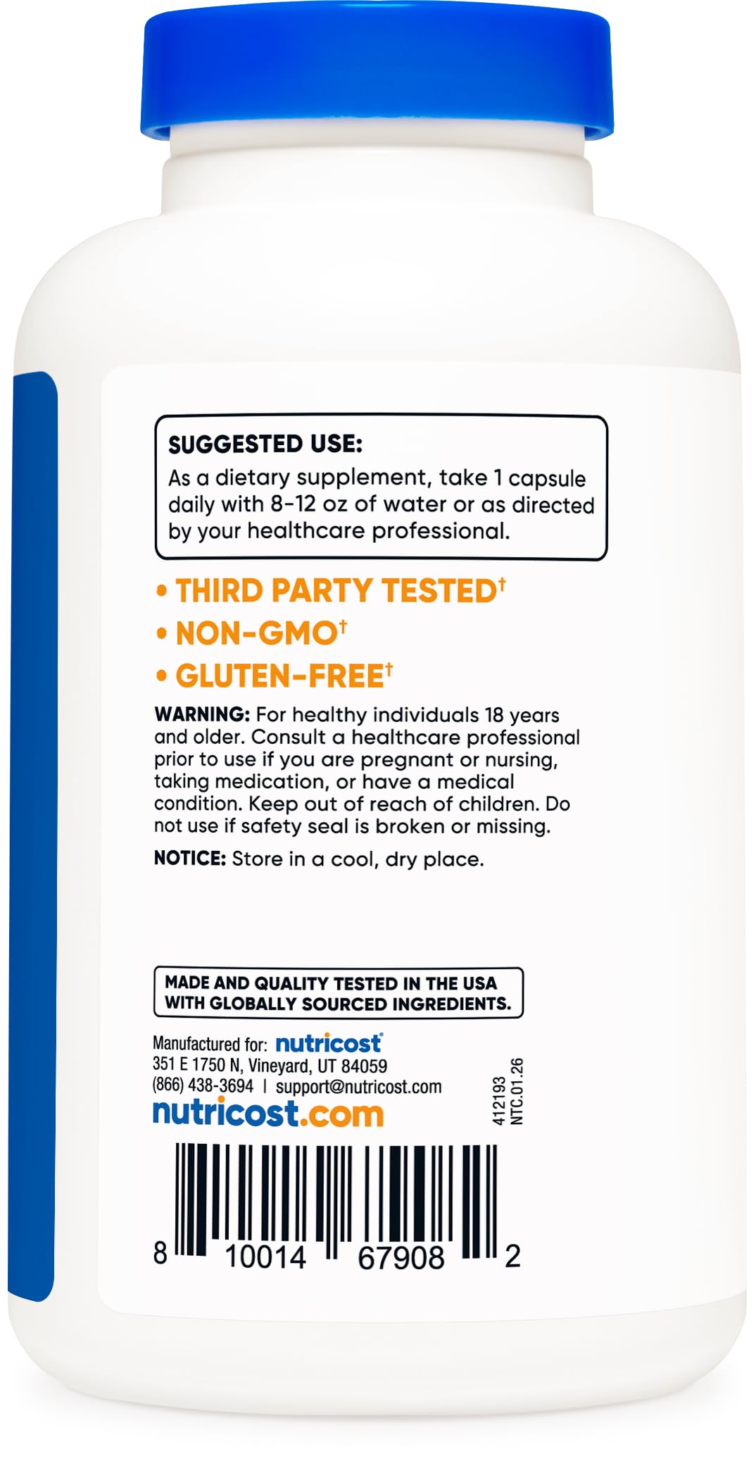 Nutricost Acetyl L-Carnitine (ALCAR) 500mg Capsules, 180 Count