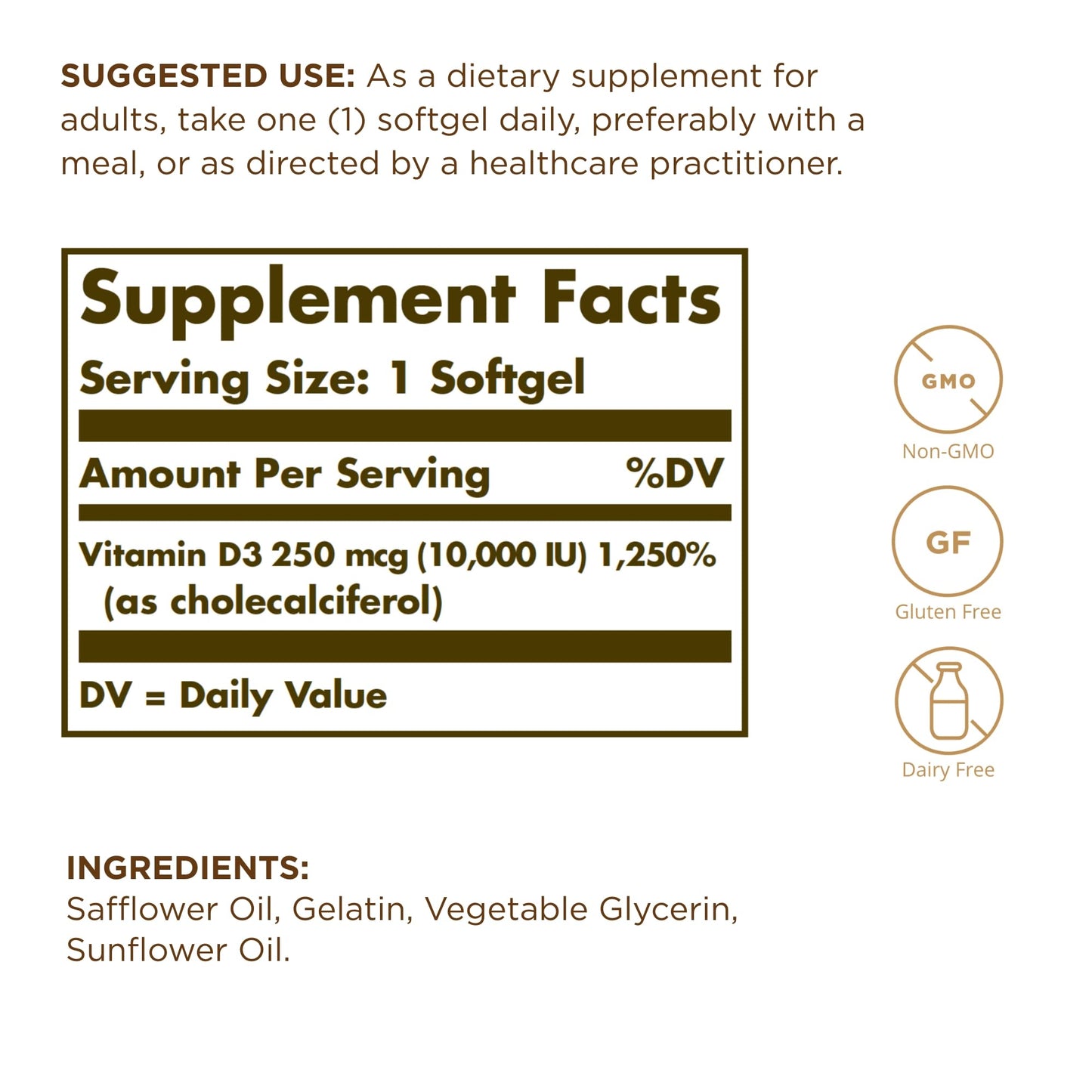 Solgar Vitamin D3 (Cholecalciferol) 10,000 IU Softgels, 360 Count
