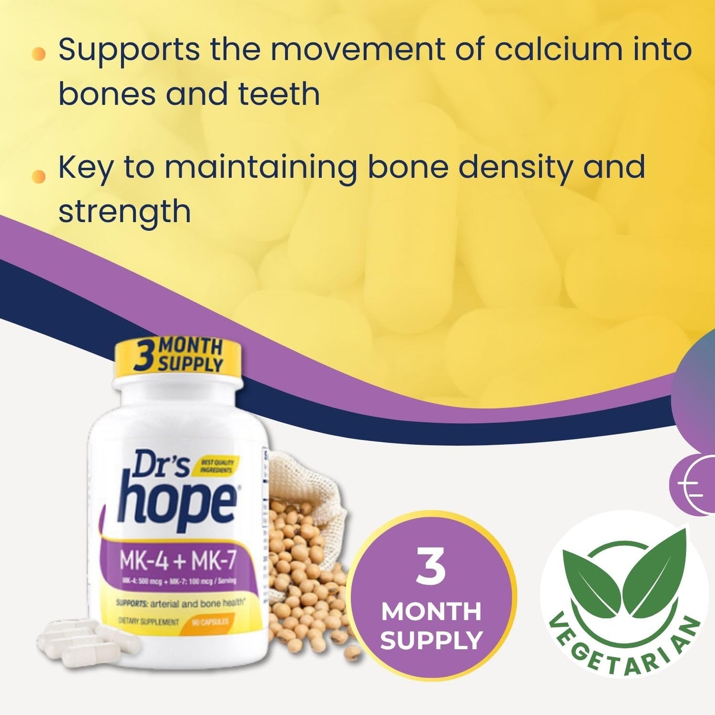 Dr’s Hope Natural Vitamin K2 MK4 & MK7 Capsules, 90 Count