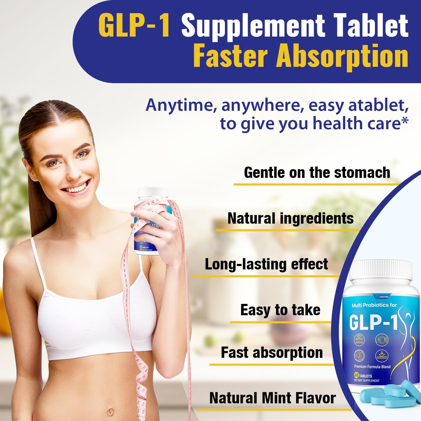 Mightnes GLP-1 Supplement Tablets 60 Count