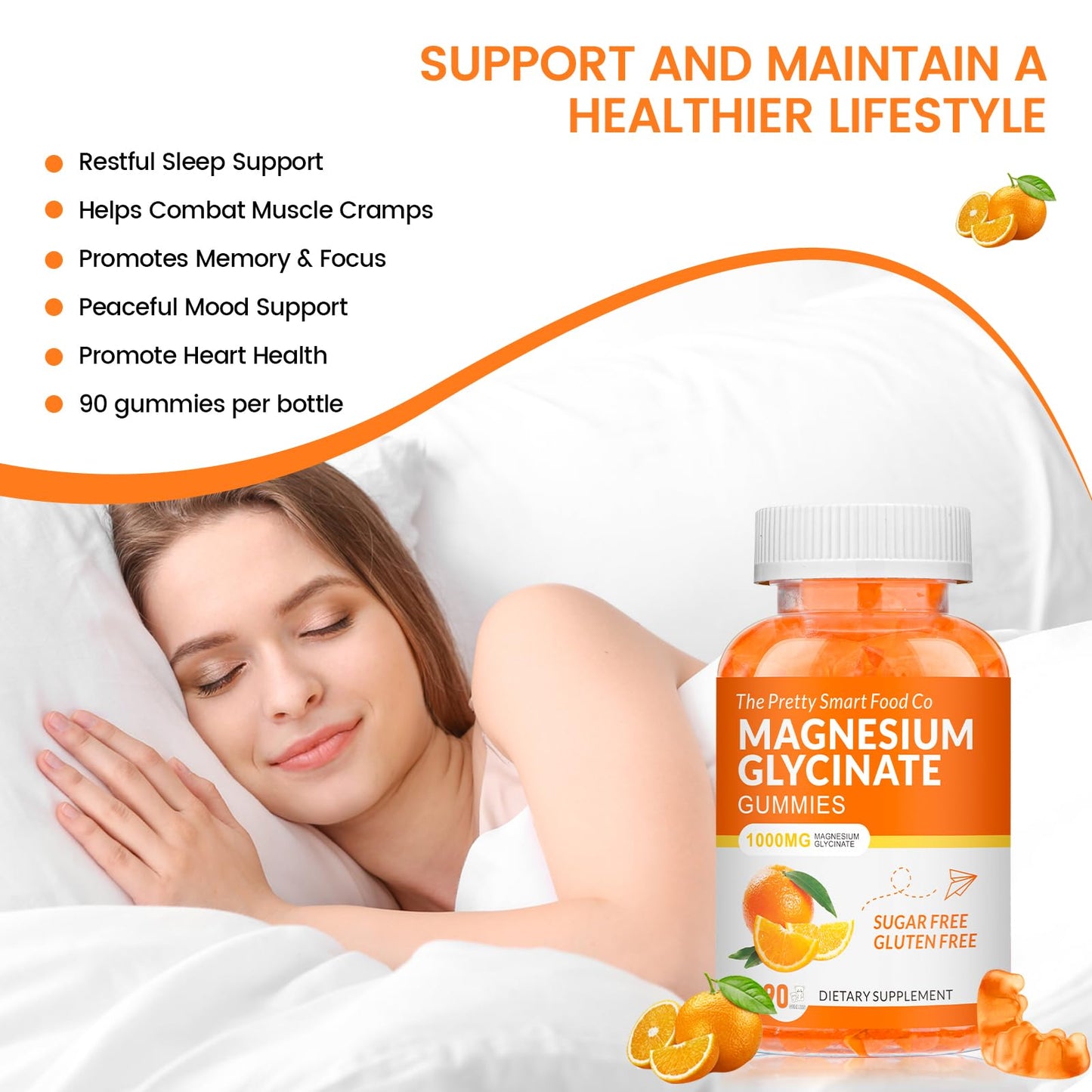 The Pretty Smart Food Co Magnesium Glycinate Gummies 1000mg 90 Count
