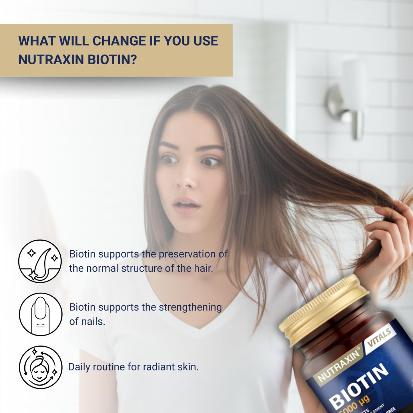 Nutraxin Vitals Biotin 5000 mcg Capsules 30