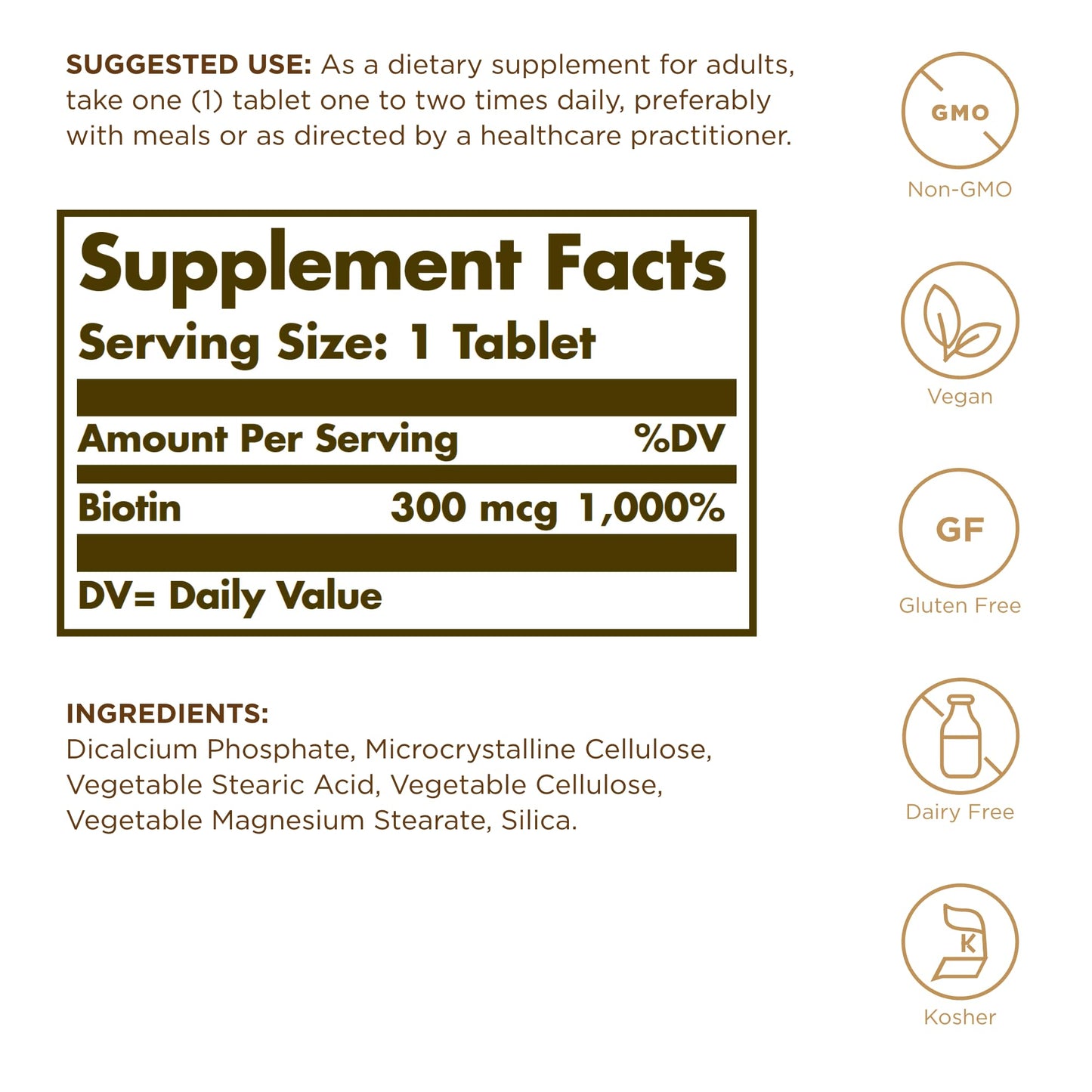 Solgar Biotin 300 mcg Tablet, 100 Tablets