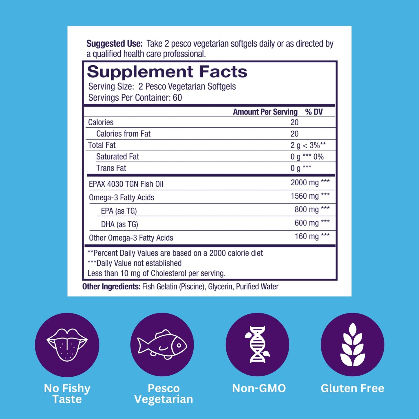 Paradise Herbs Omega-Sure Omega-3 Concentrate Premium Fish Oil DHA EPA 120 Softgels