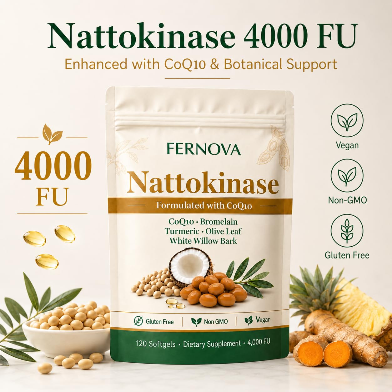 Voererh Fernova Nattokinase Softgel 120 Count