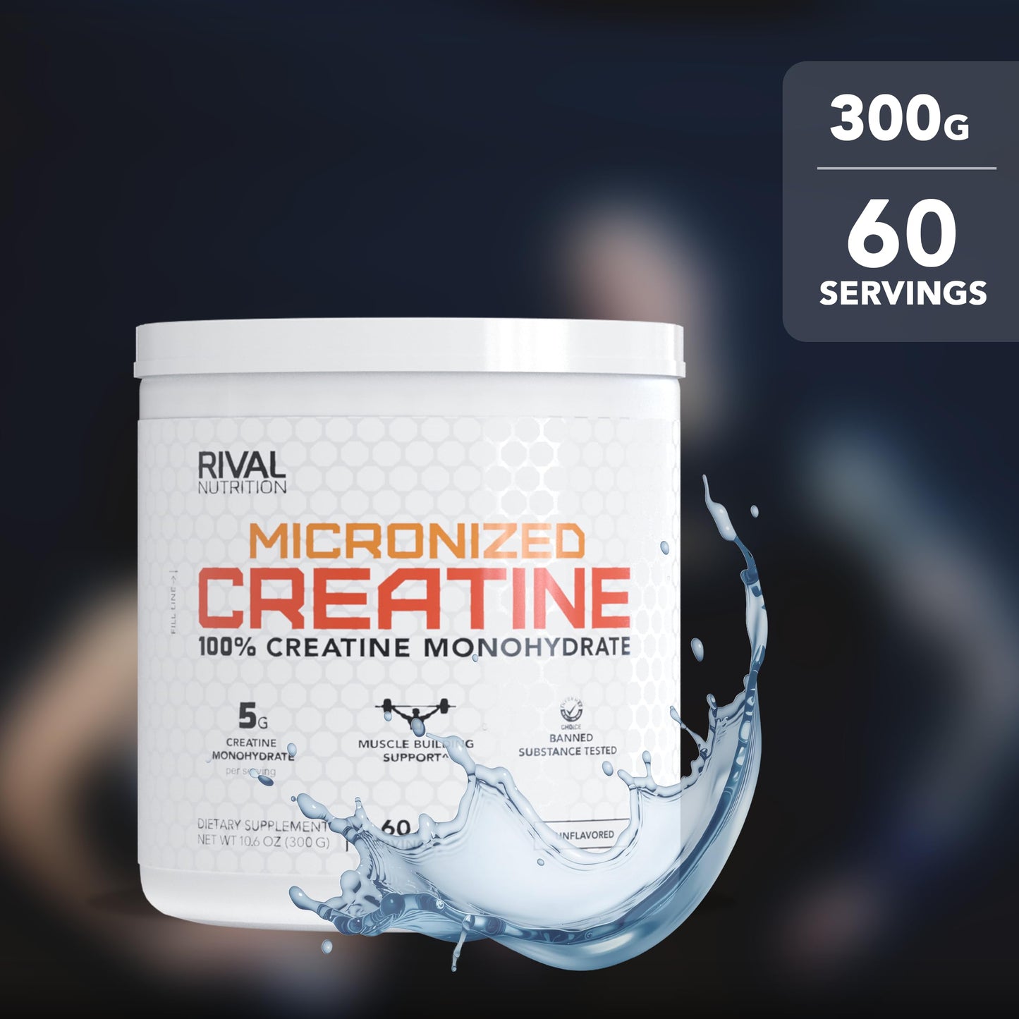 RIVAL NUTRITION Micronized Creatine I 100% Creatine Monohydrate Powder, 60 Servings