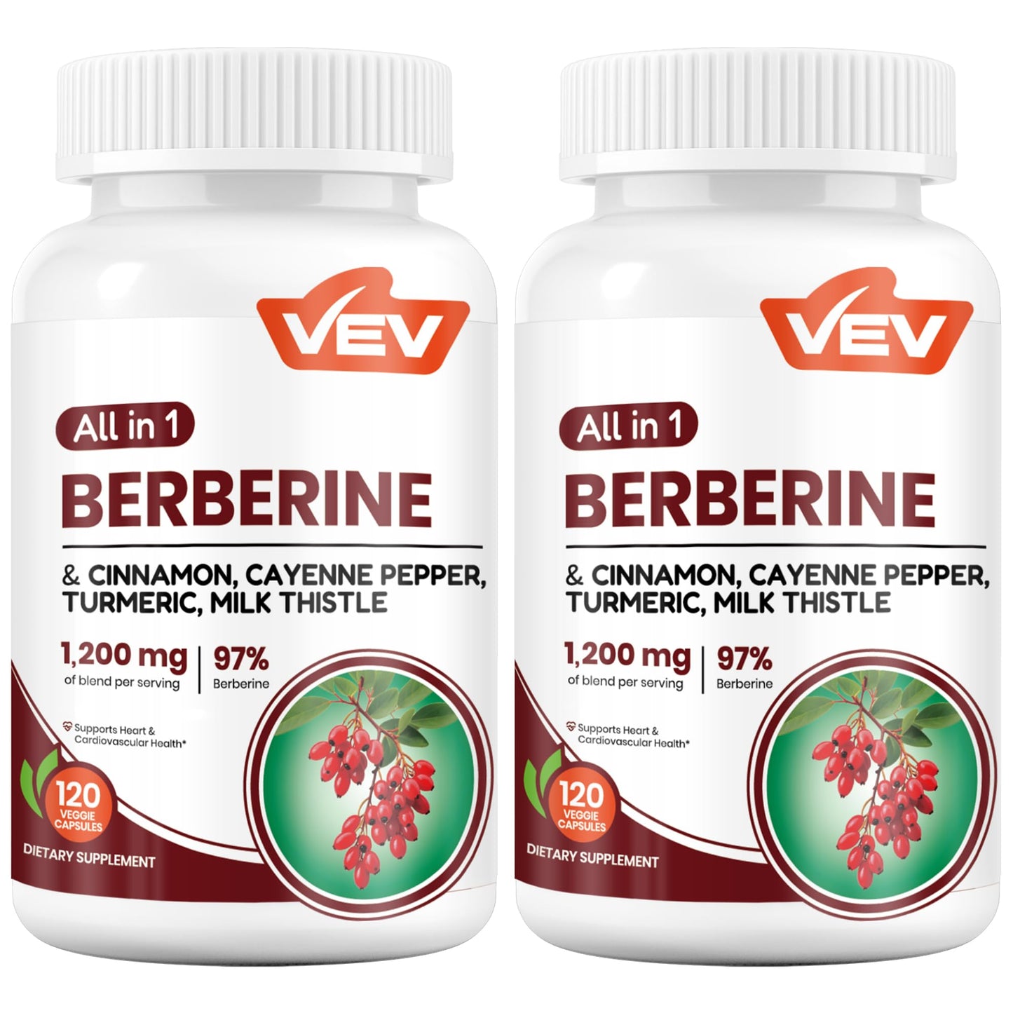 VEV Berberine Supplement with Ceylon Cinnamon Capsule, 240 Capsules Total