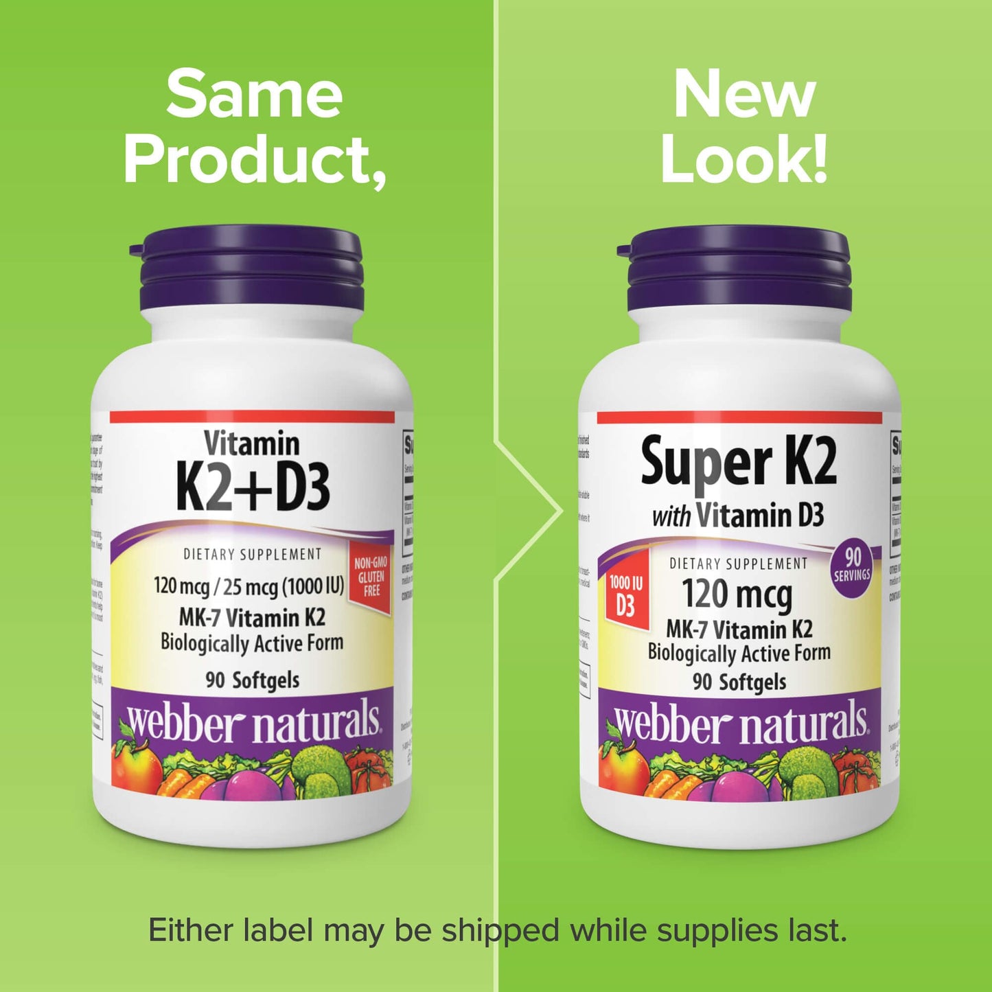 Webber Naturals Vitamin D3 K2 Softgels 90 Count