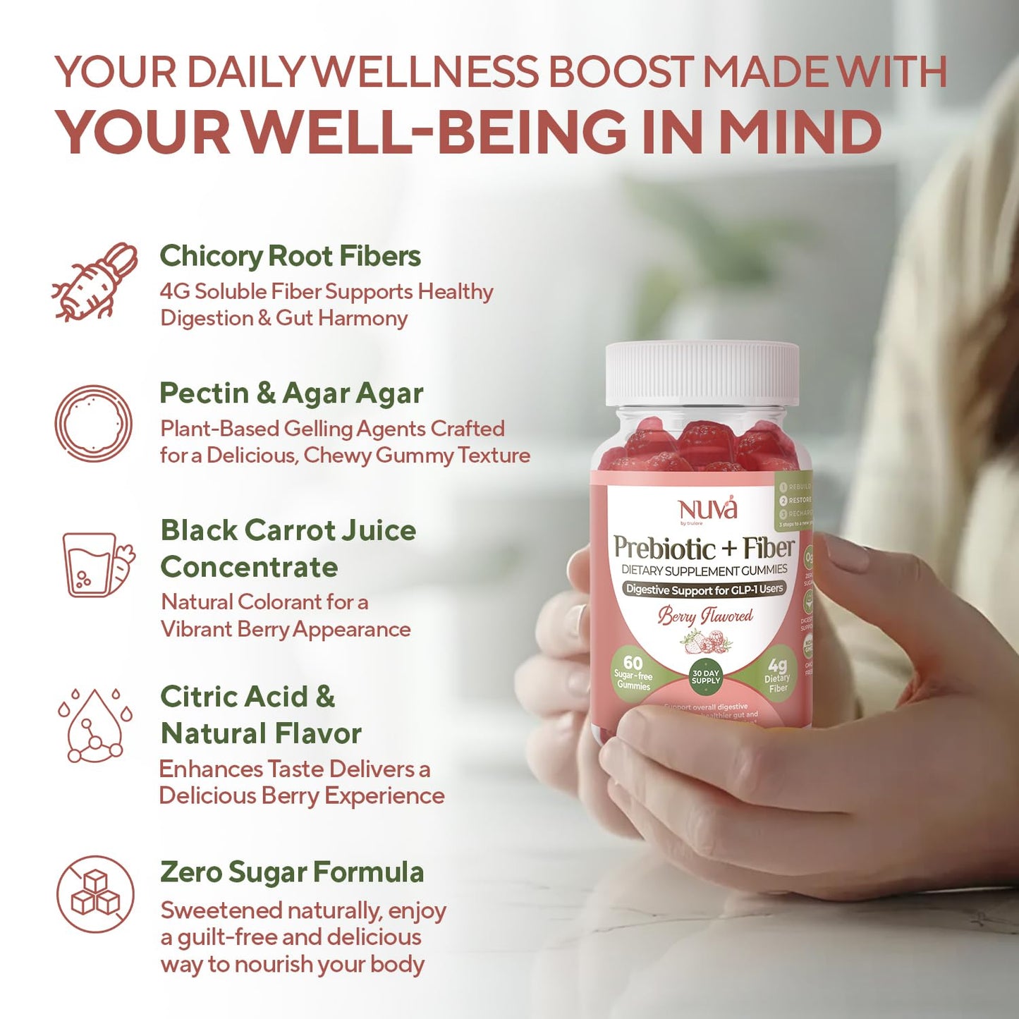 NuVa Prebiotic + Fiber Gummies, 60 Gummies