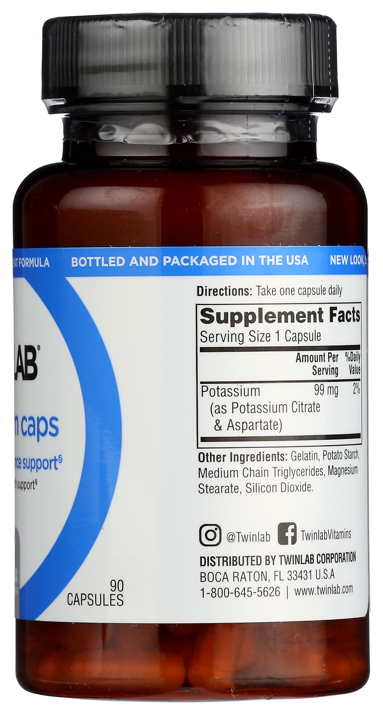 Twinlab Potassium 99mg Capsule, 90 Count