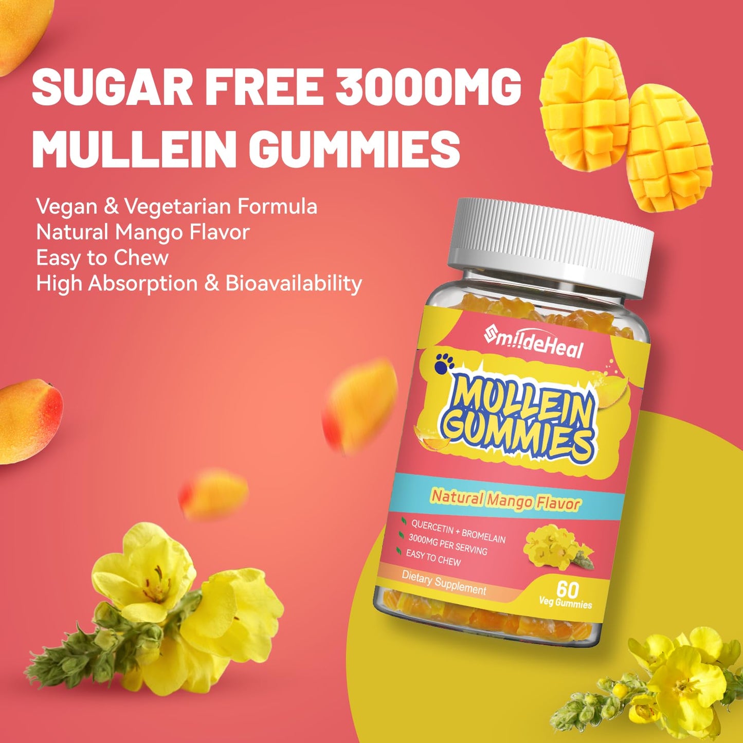 SmildeHeal Mullein Gummies 3000mg, 120 Count