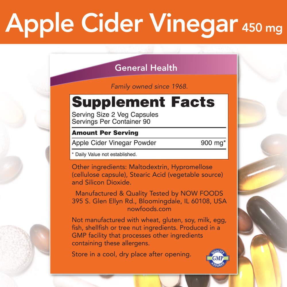 NOW Foods Apple Cider Vinegar 450 mg Capsules, 540 Count