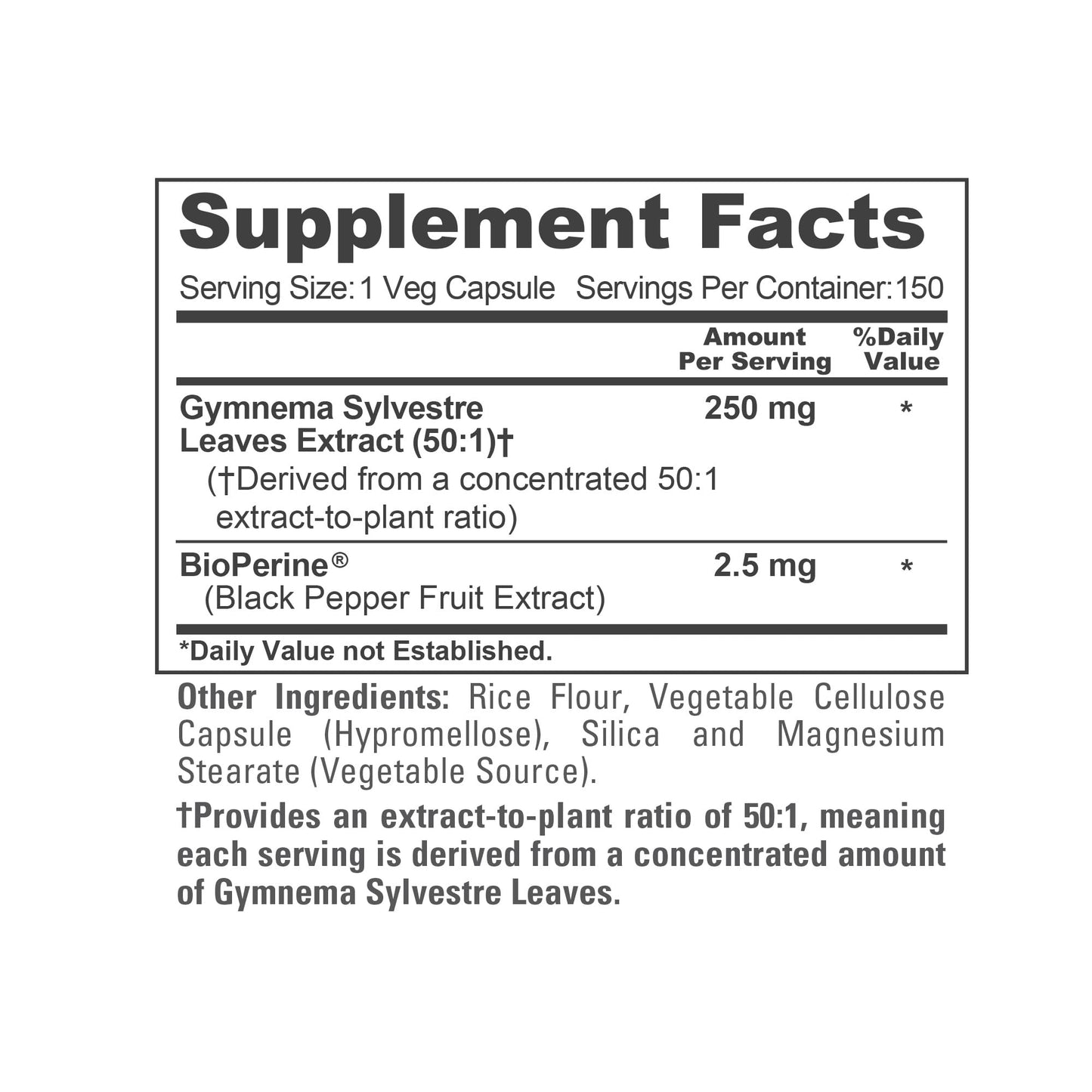 NusaPure Gymnema Sylvestre 250mg Vegan Capsules 150 Count