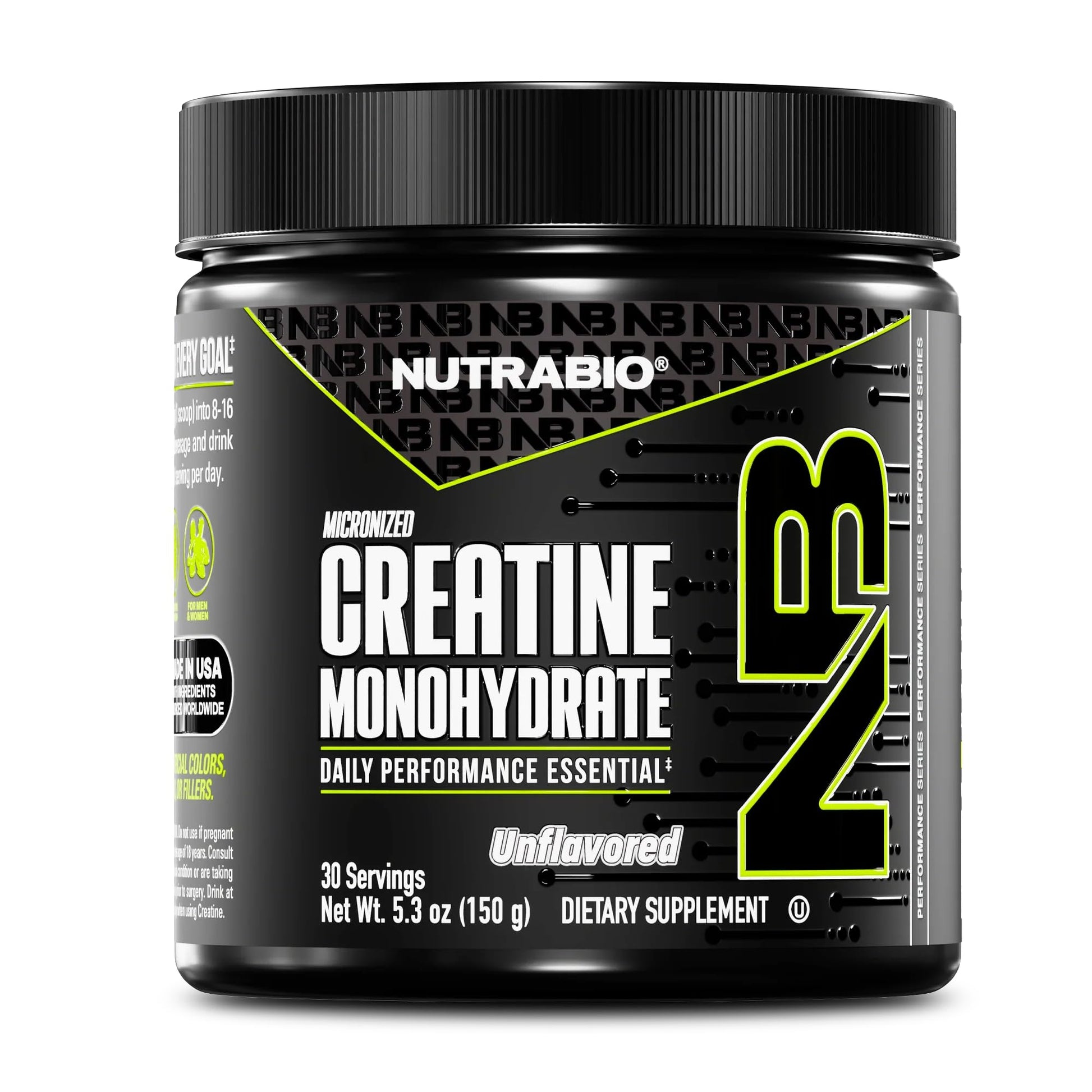 NutraBio Pure Micronized Creatine Monohydrate Powder Supplement, 5.3