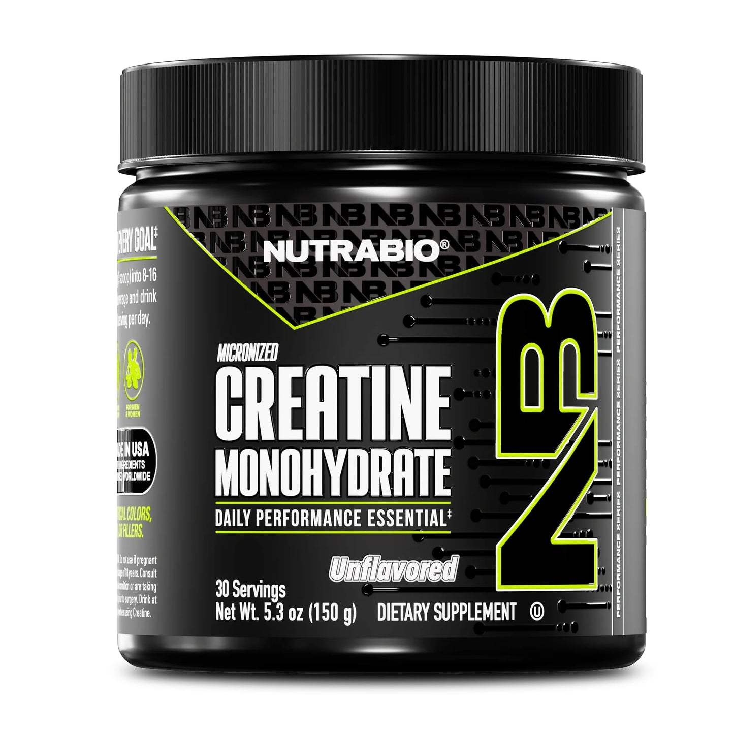 NutraBio Pure Micronized Creatine Monohydrate Powder Supplement, 5.3 oz