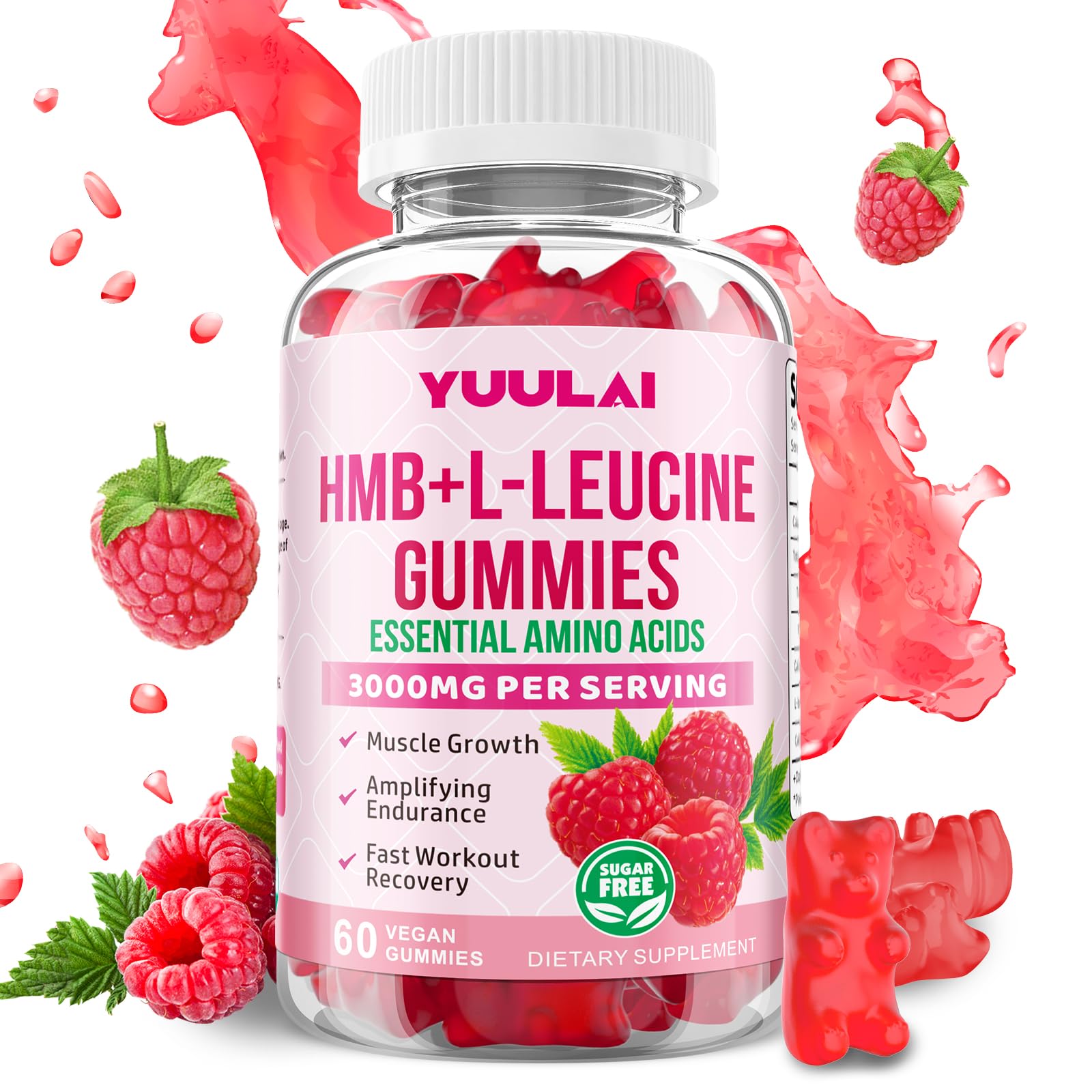 YUULAI HMB and L-Leucine Gummies, 60 Count