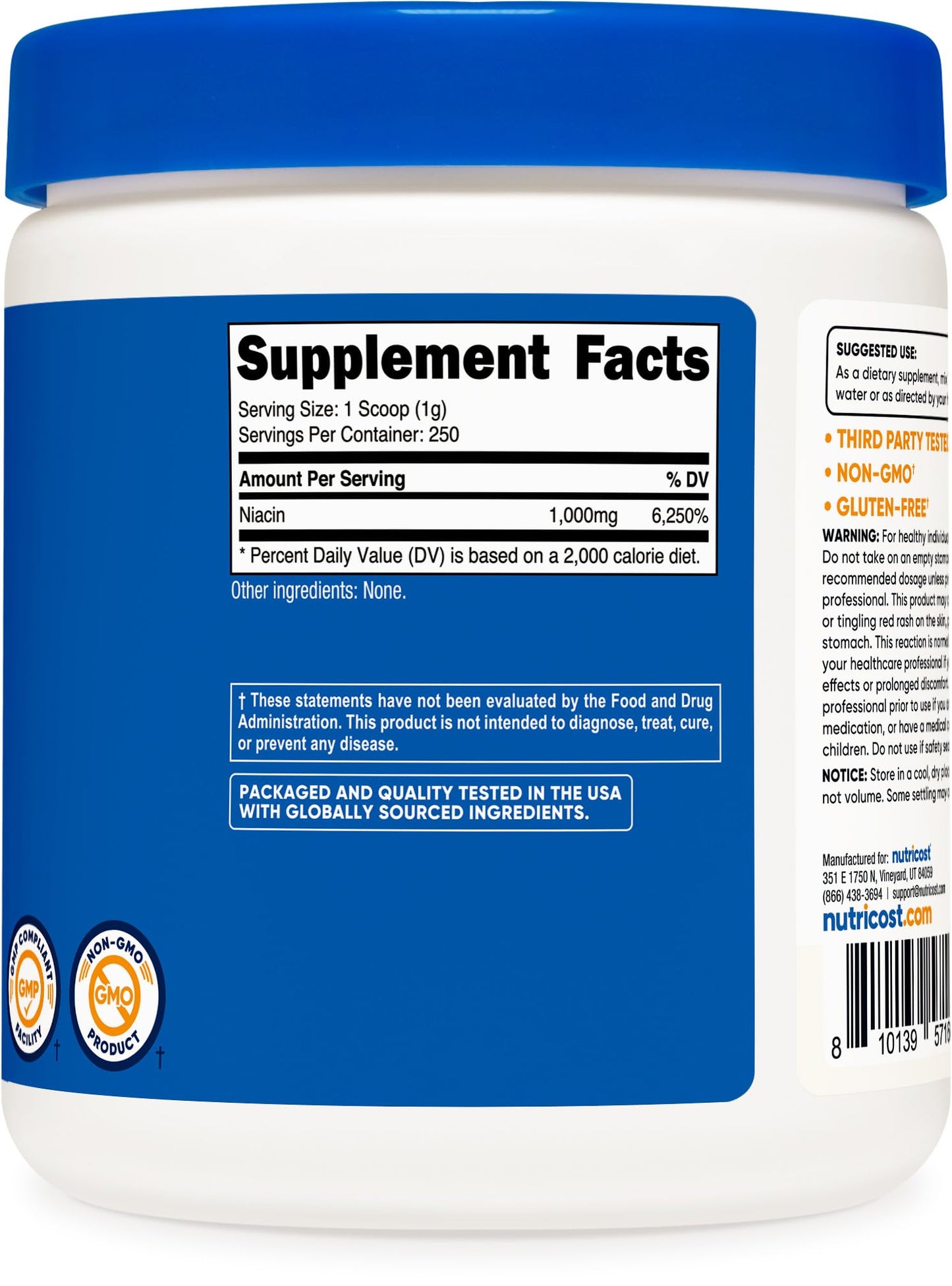 Nutricost Niacin (Vitamin B3) Powder 8.8185 Ounce