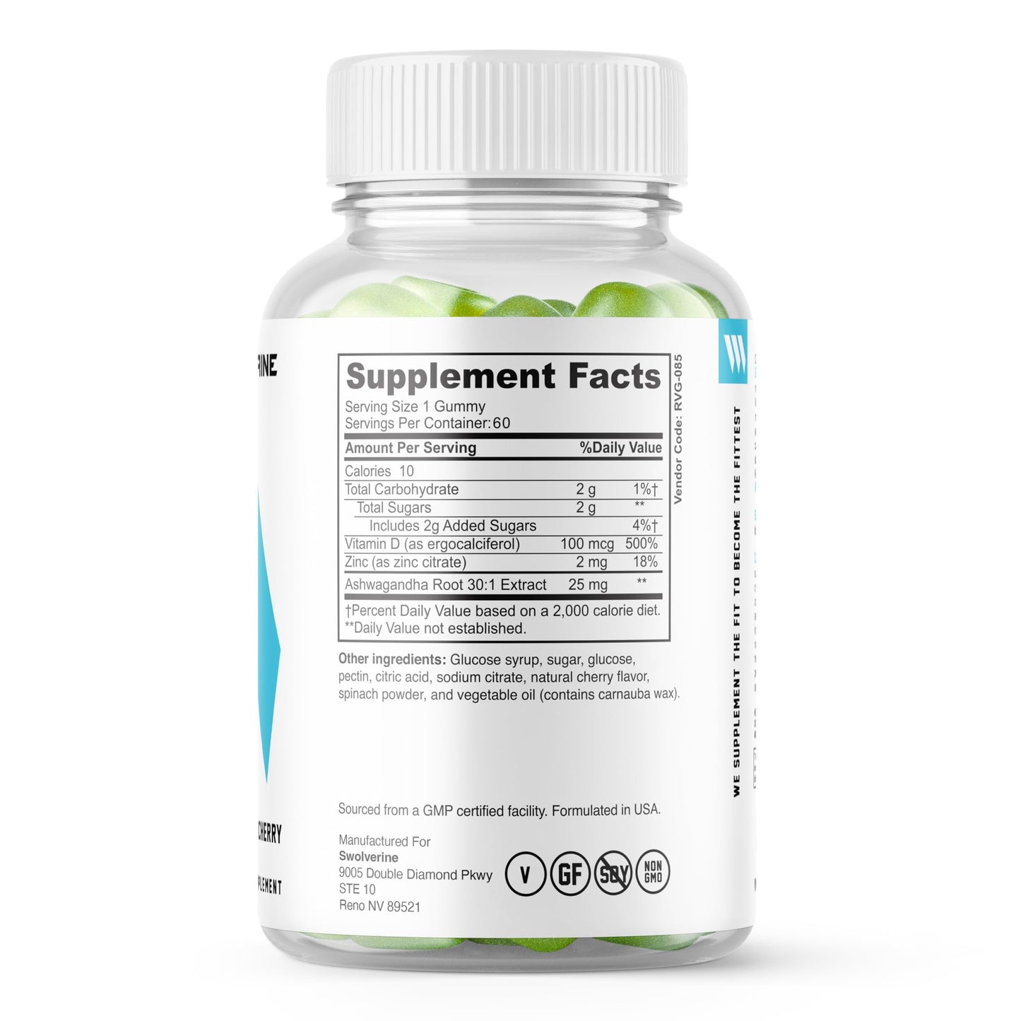 Swolverine Ashwagandha Vitamin Gummies 60 Count