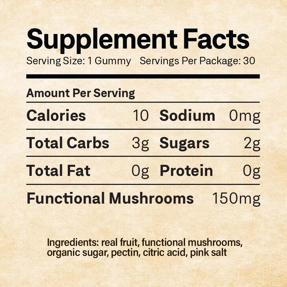 Xero Picks Shroomeaz Beneficial Mushroom Gummies Made with Real Fruit (Chaga), 30 Count