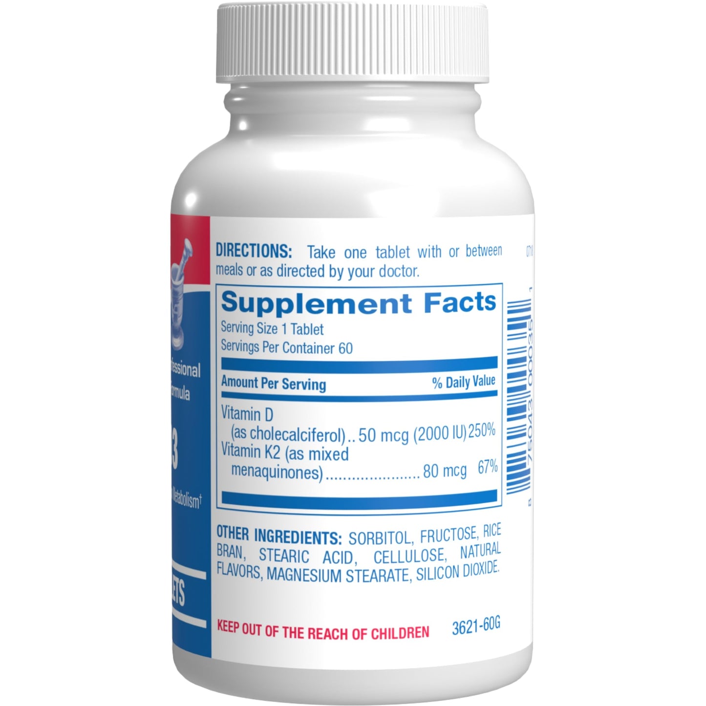 Anabolic Laboratories Chewable Vitamin D and K2 Supplement - Clinical D3 K2 2000IU Tablet, 60 Tablets