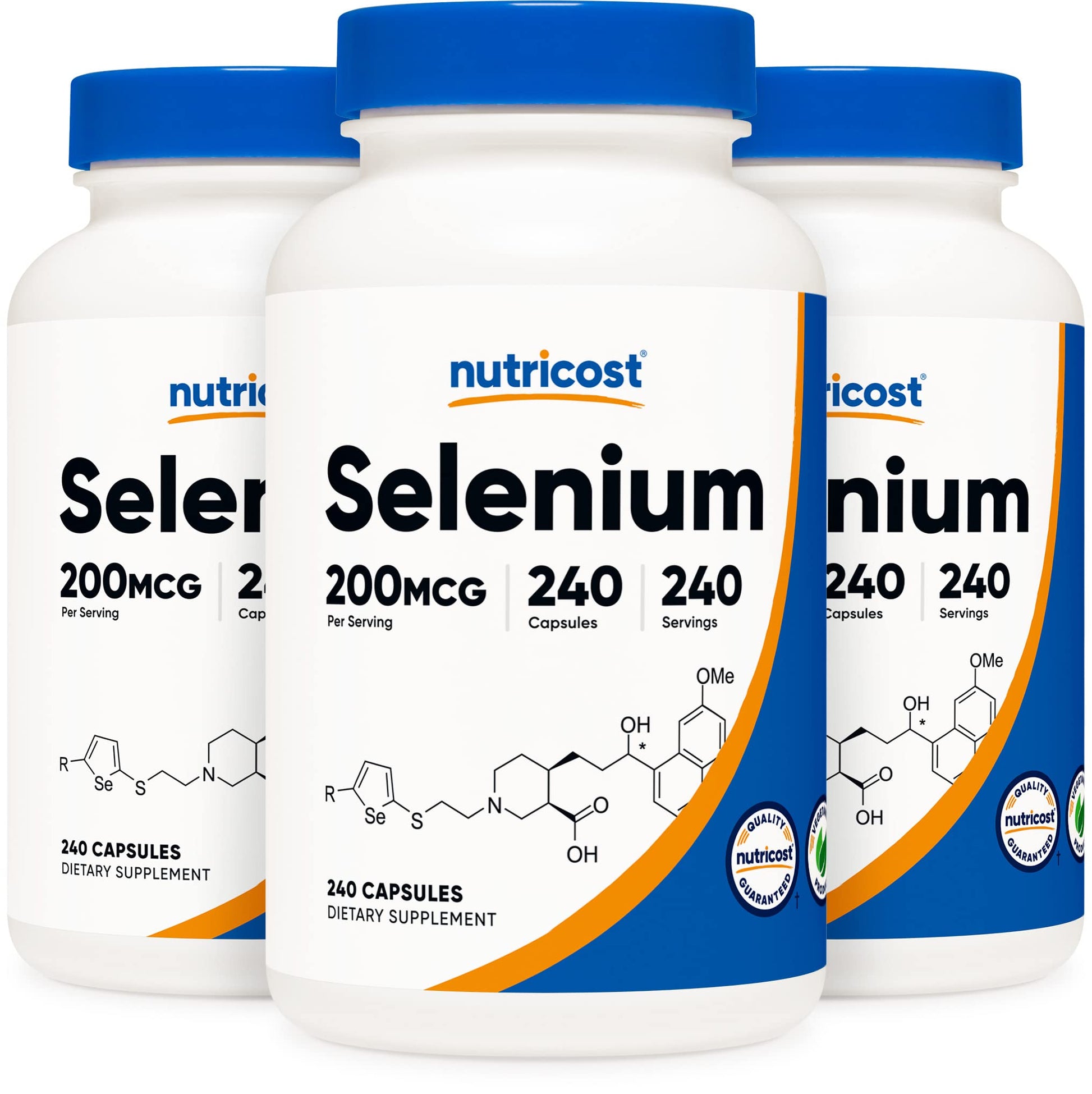 Nutricost Selenium 200mcg L-Selenomethionine 240 Veggie Caps, 3 Bottles