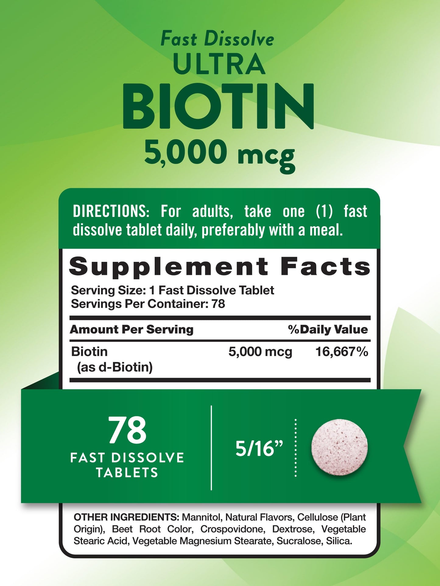 Nature's Truth Biotin 5000mcg Fast Dissolve Tablets, 78 Count