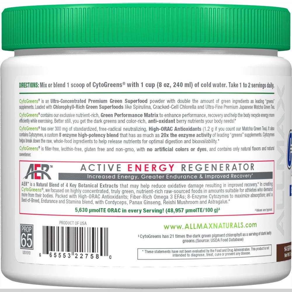 ALLMAX CytoGreens Super Greens Powder Chocolate 5.7 Ounce