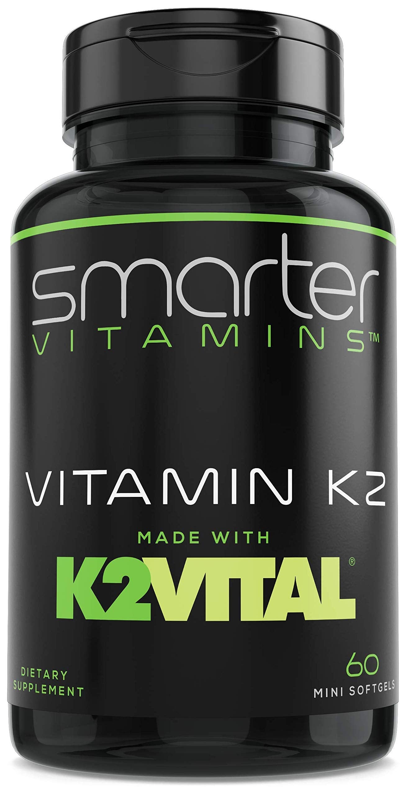 SmarterVitamins K2 MK7 100mcg, Made with K2VITAL and Kale Softgels, 60 Count