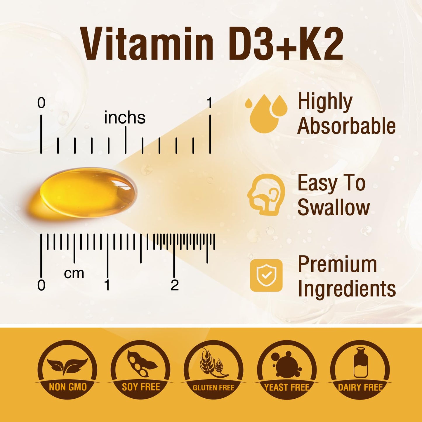 NUTRI POTENTIA Vitamin D3 K2 Supplement with MCT Oil Softgel 90 Count