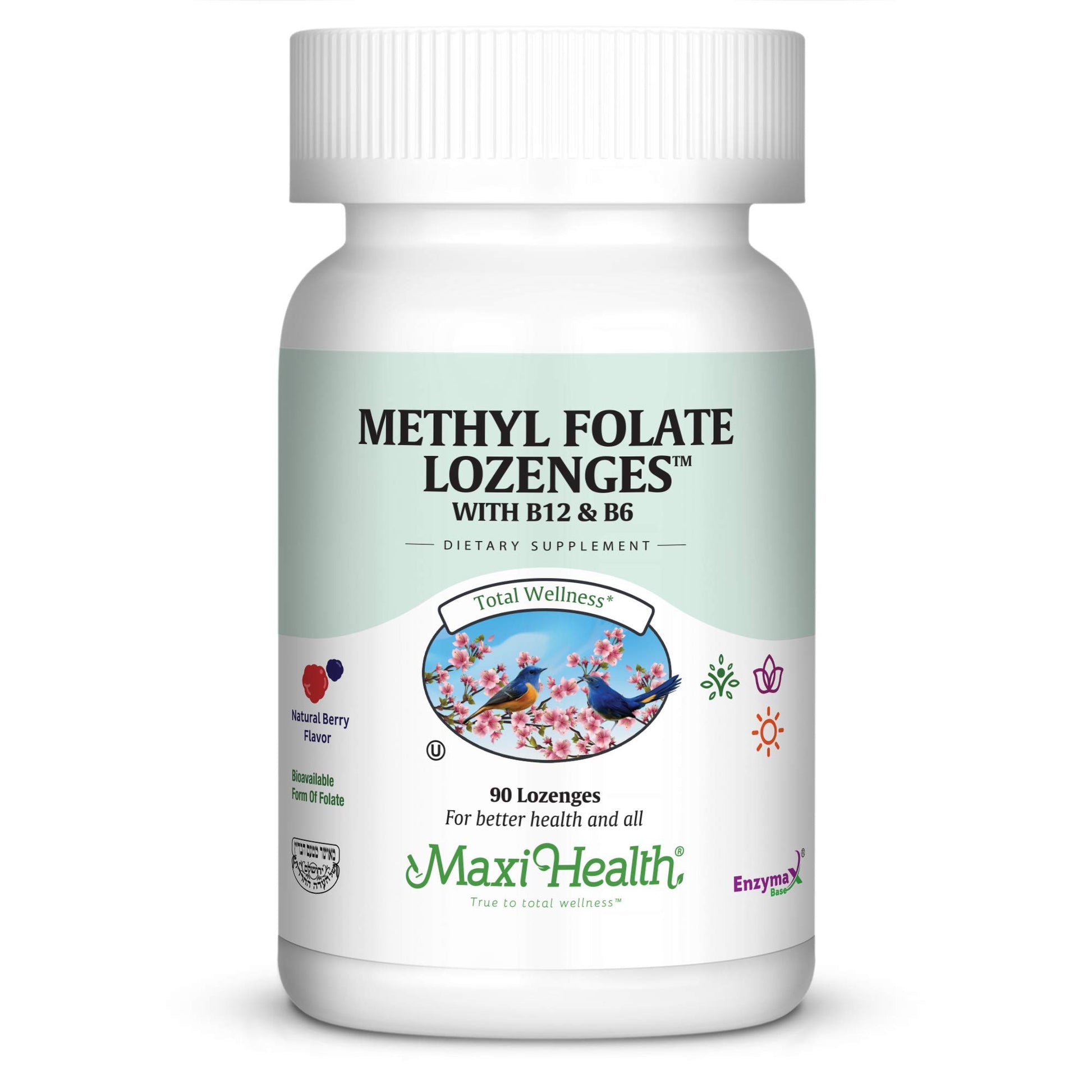 Maxi Health Methyl Folate Lozenges with B12 & B6, Berry Flavor, 90 Lozenges