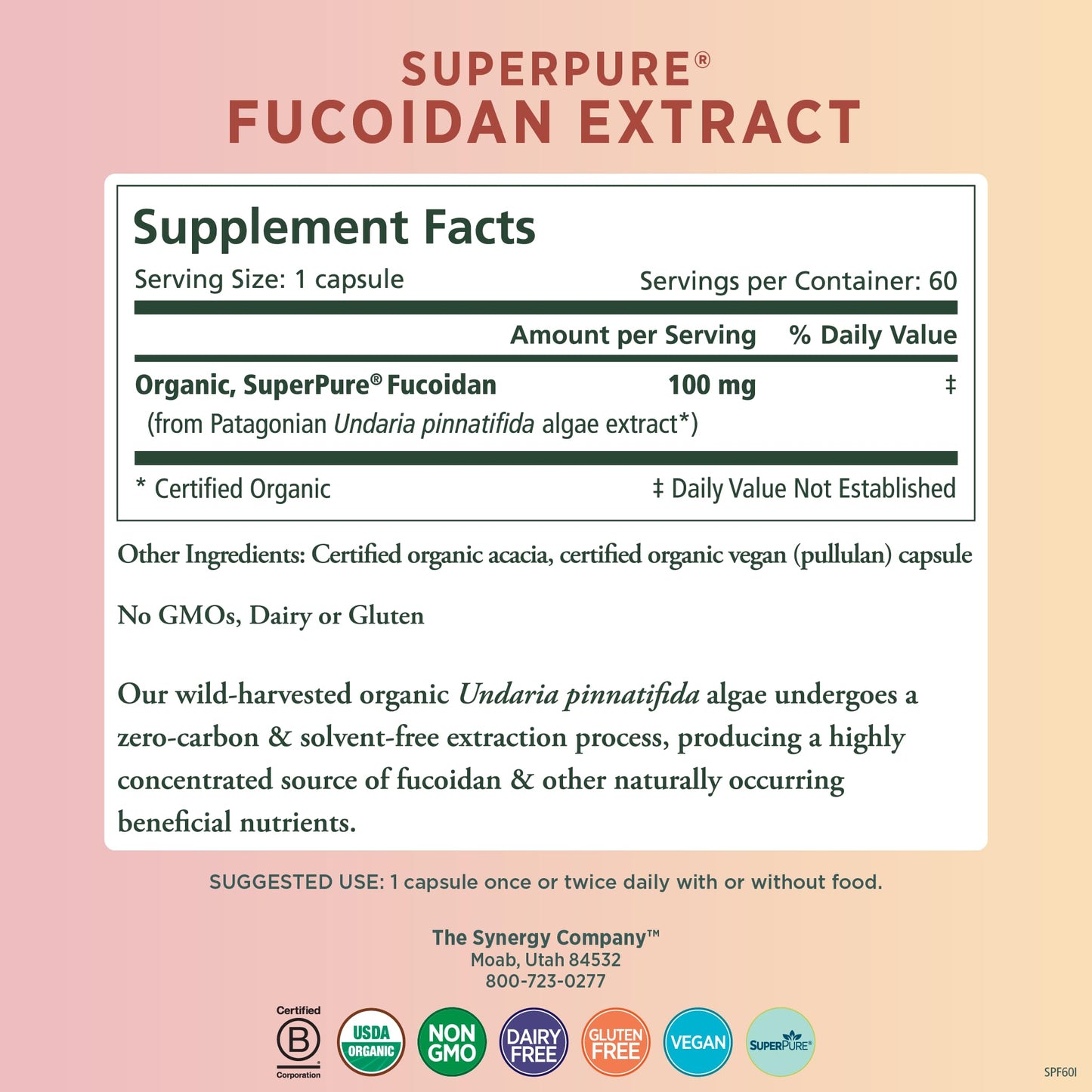 PURE SYNERGY SuperPure Fucoidan Extract 60 Capsules