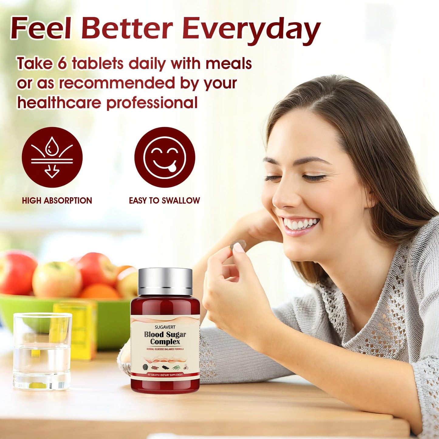 SUGAVERT Blood Sugar Complex Tablets, 90