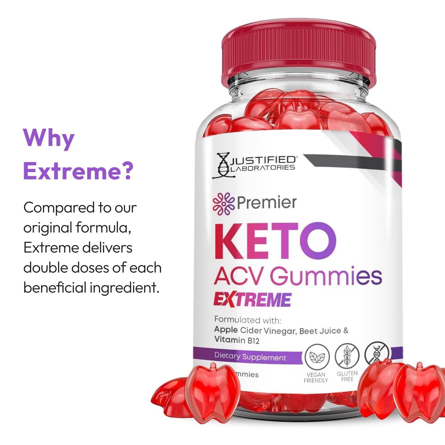 Justified Laboratories Premier Keto ACV Gummies Extreme 60 Count