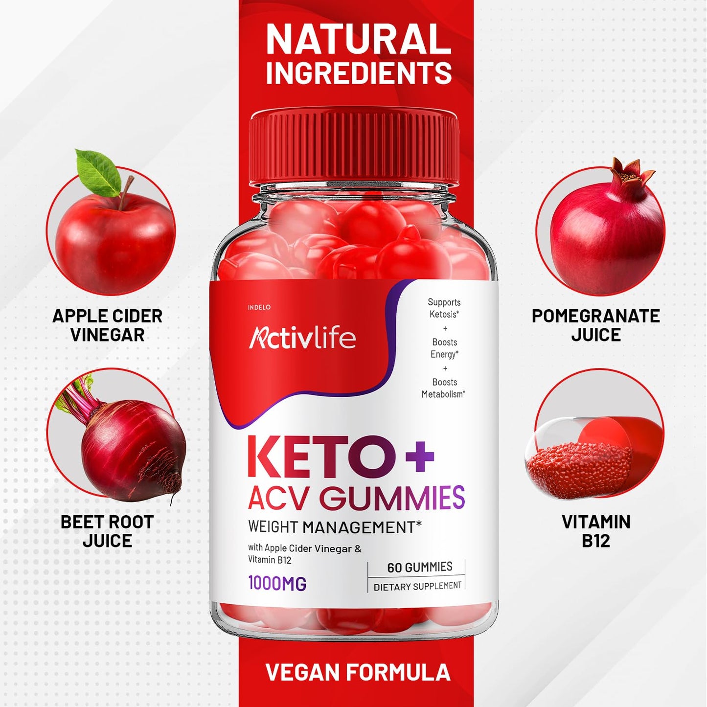 Indelo ActivLife Keto ACV Gummies 300 Gummies
