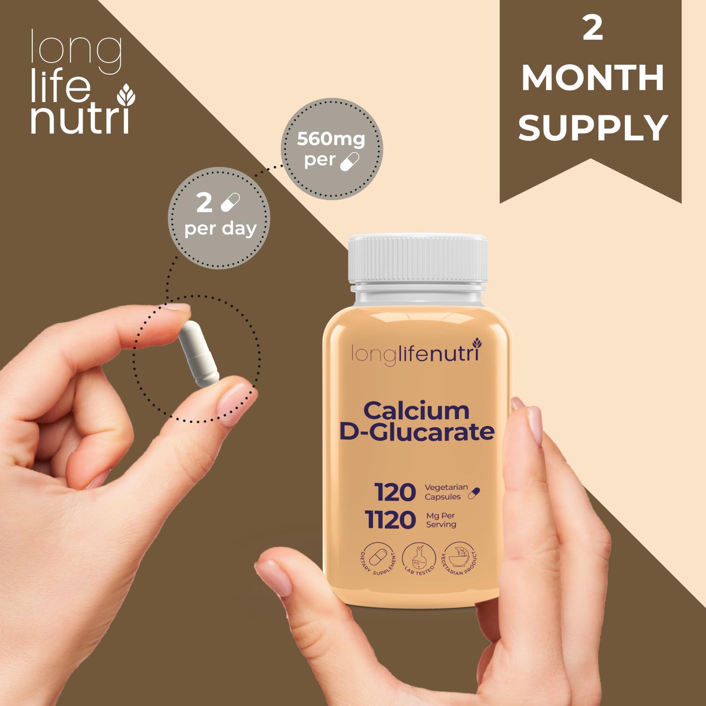 LongLifeNutri Calcium D-Glucarate Capsules 120 Capsules
