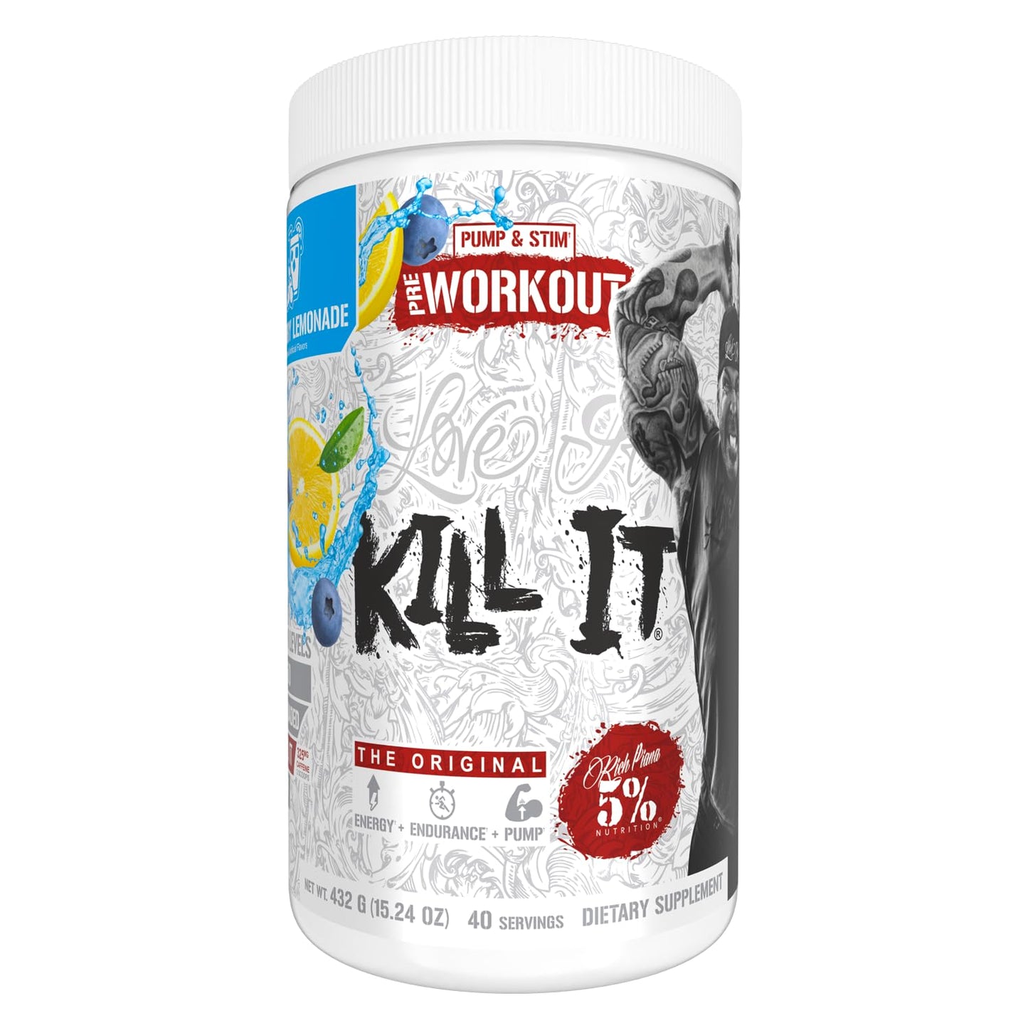 5% Nutrition Rich Piana Kill It Pre Workout Powder, 13.23 Ounce