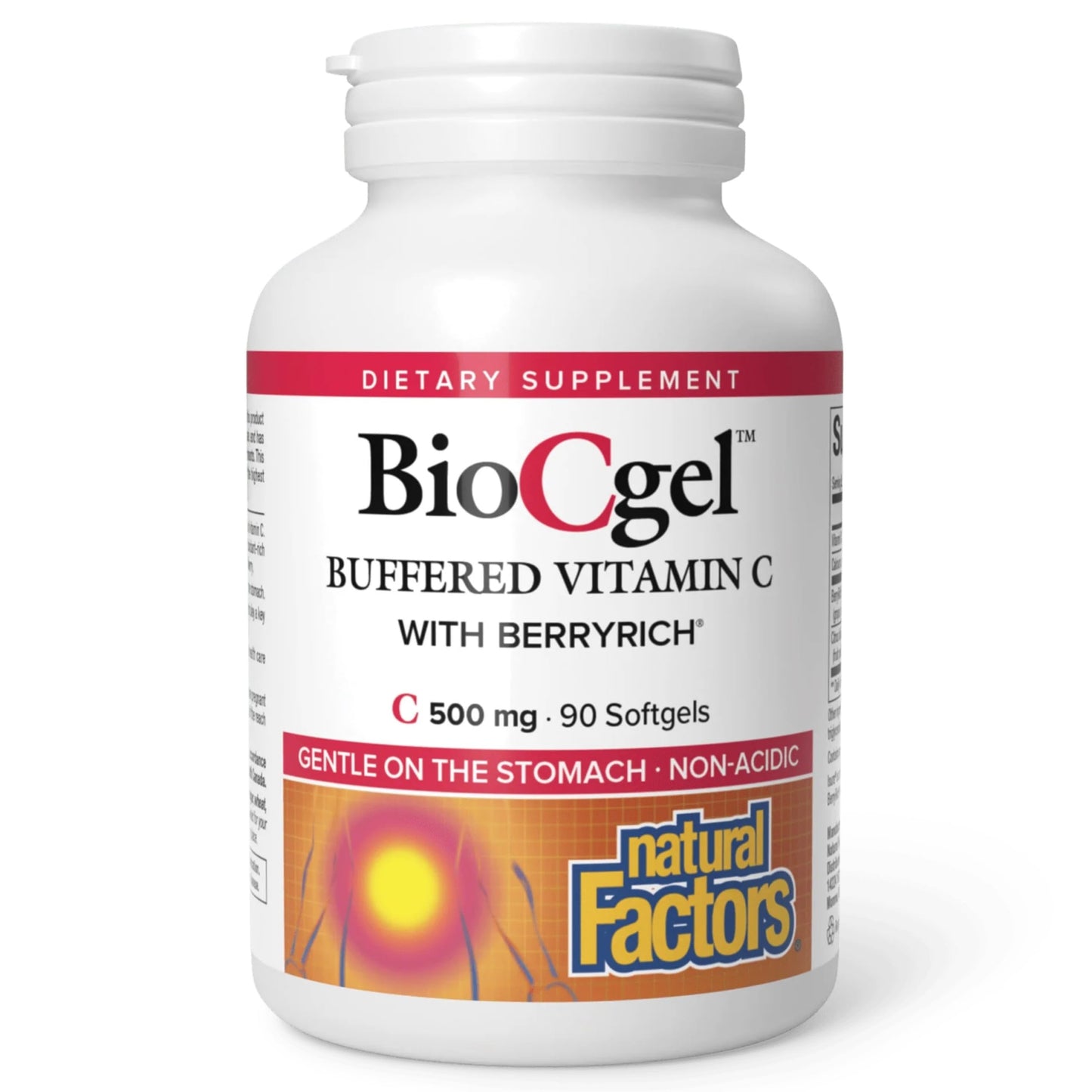 Natural Factors BioCgel Buffered Vitamin C with BerryRich Gentle on the Stomach Softgels, 90