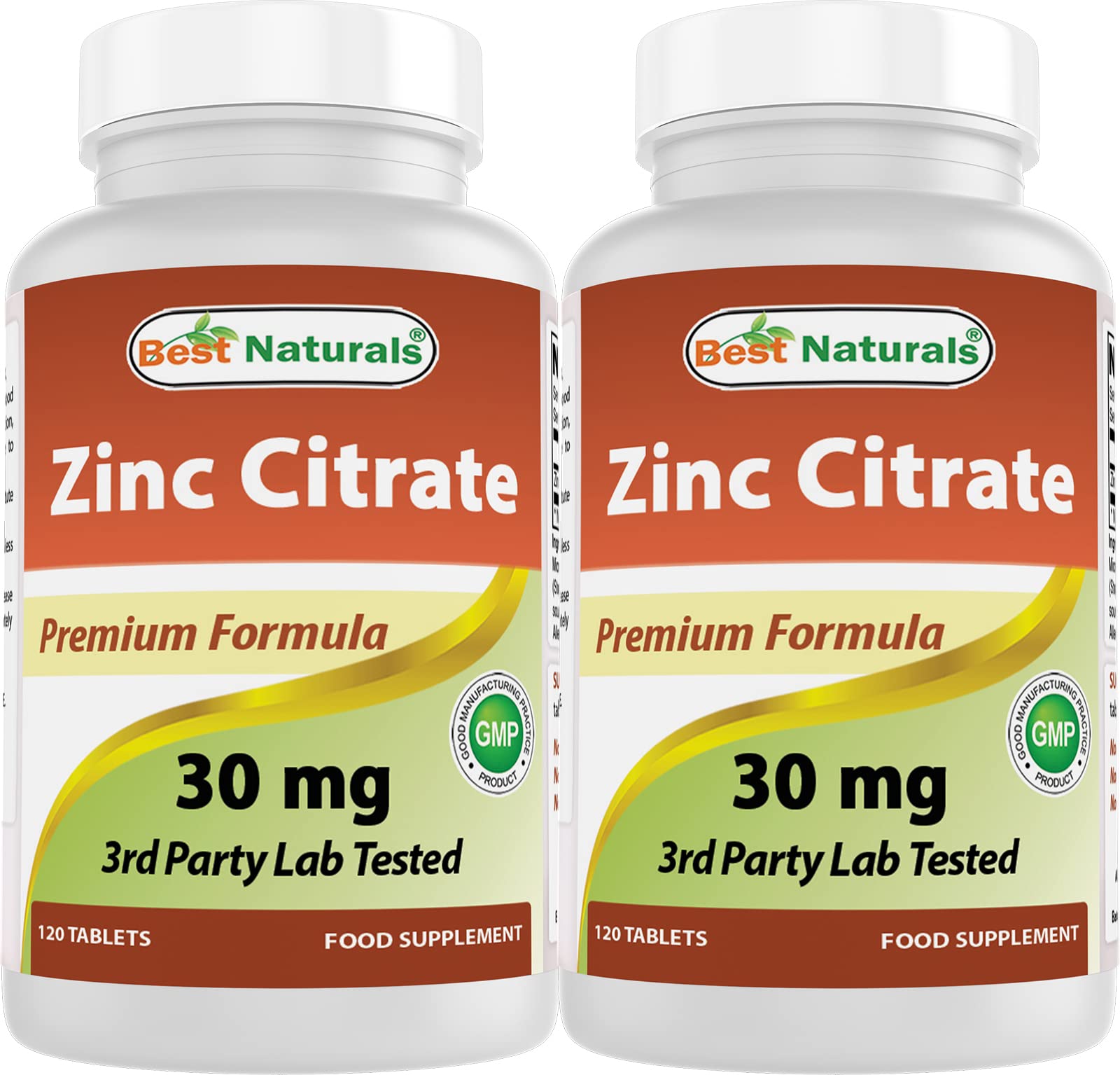 Best Naturals Zinc 30mg Supplements (as Zinc Citrate) Tablets, 240 Count