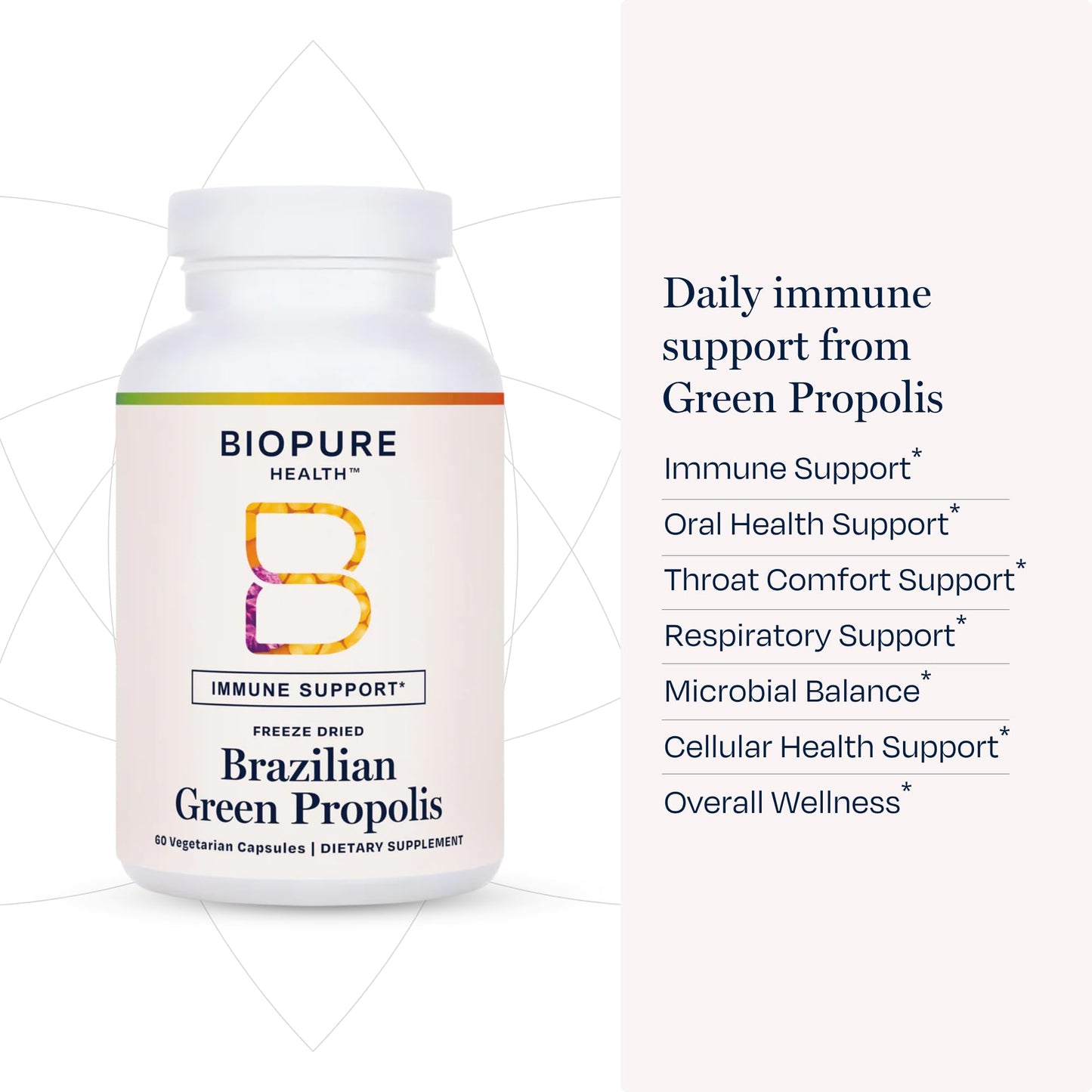 BioPure Brazilian Green Propolis Pure Propolis Extract – Natural Freeze-Dried Extract with Atrepillin-C and Phenols to Support Respiratory, Gastrointestinal, and Immune Function, 60 Capsules
