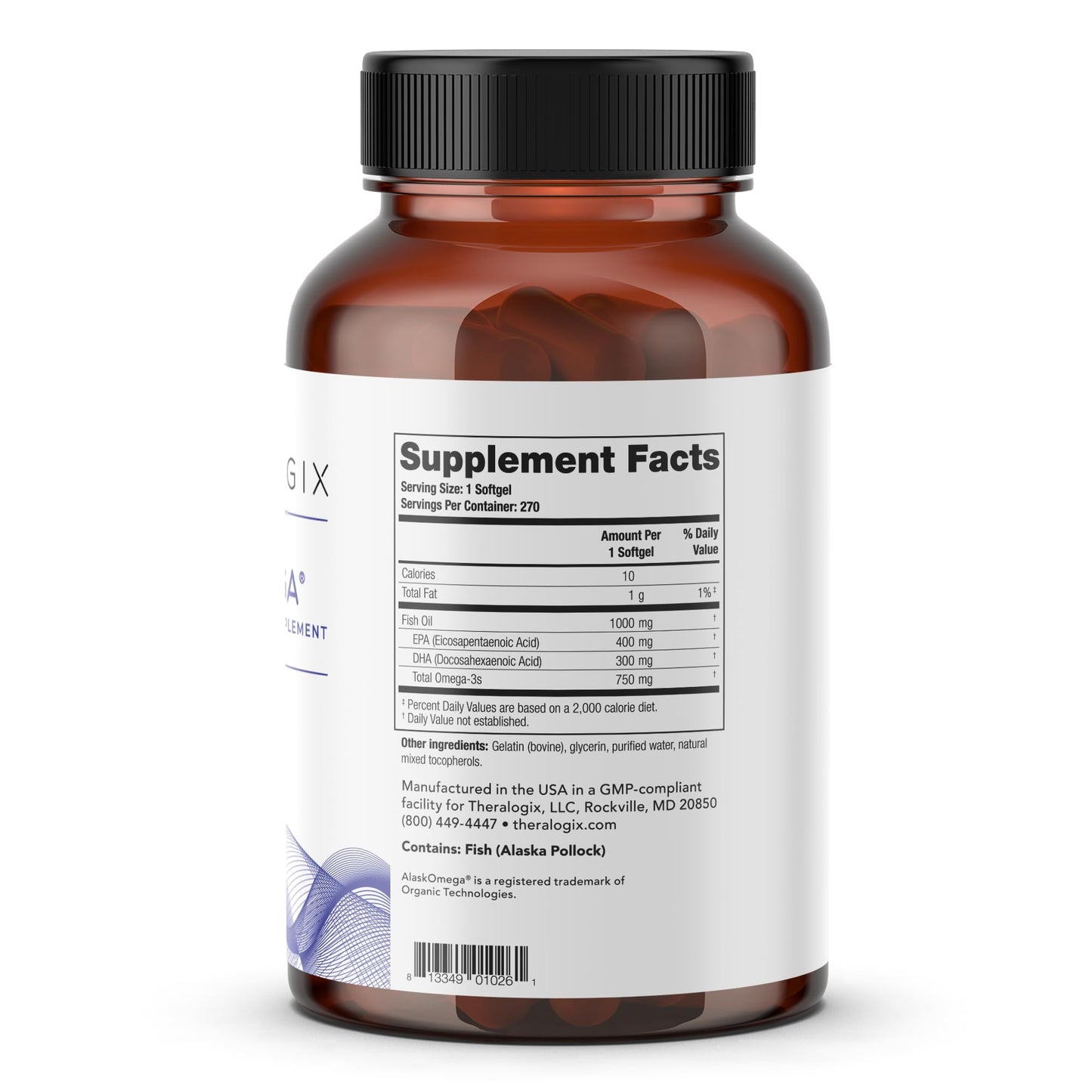 Theralogix TherOmega Omega-3 Fish Oil Supplement Softgel 270 Softgels