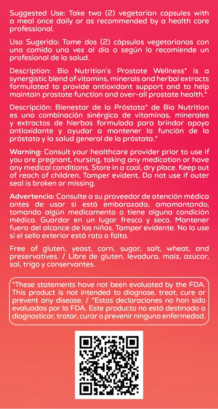 Bio Nutrition Prostate Wellness with Pumpkin Seed Extract Capsule, 60 Count