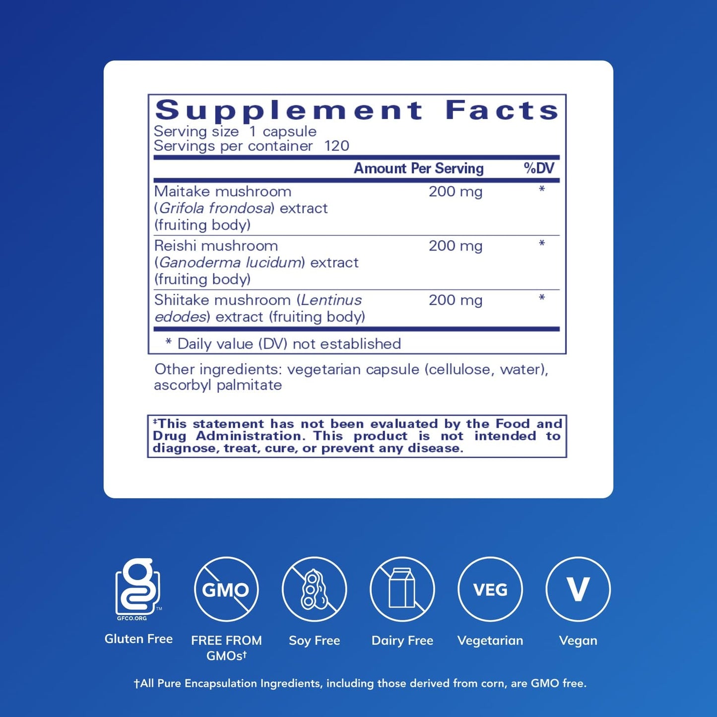 Pure Encapsulations M/R/S Mushroom Formula Capsule, 120 Count